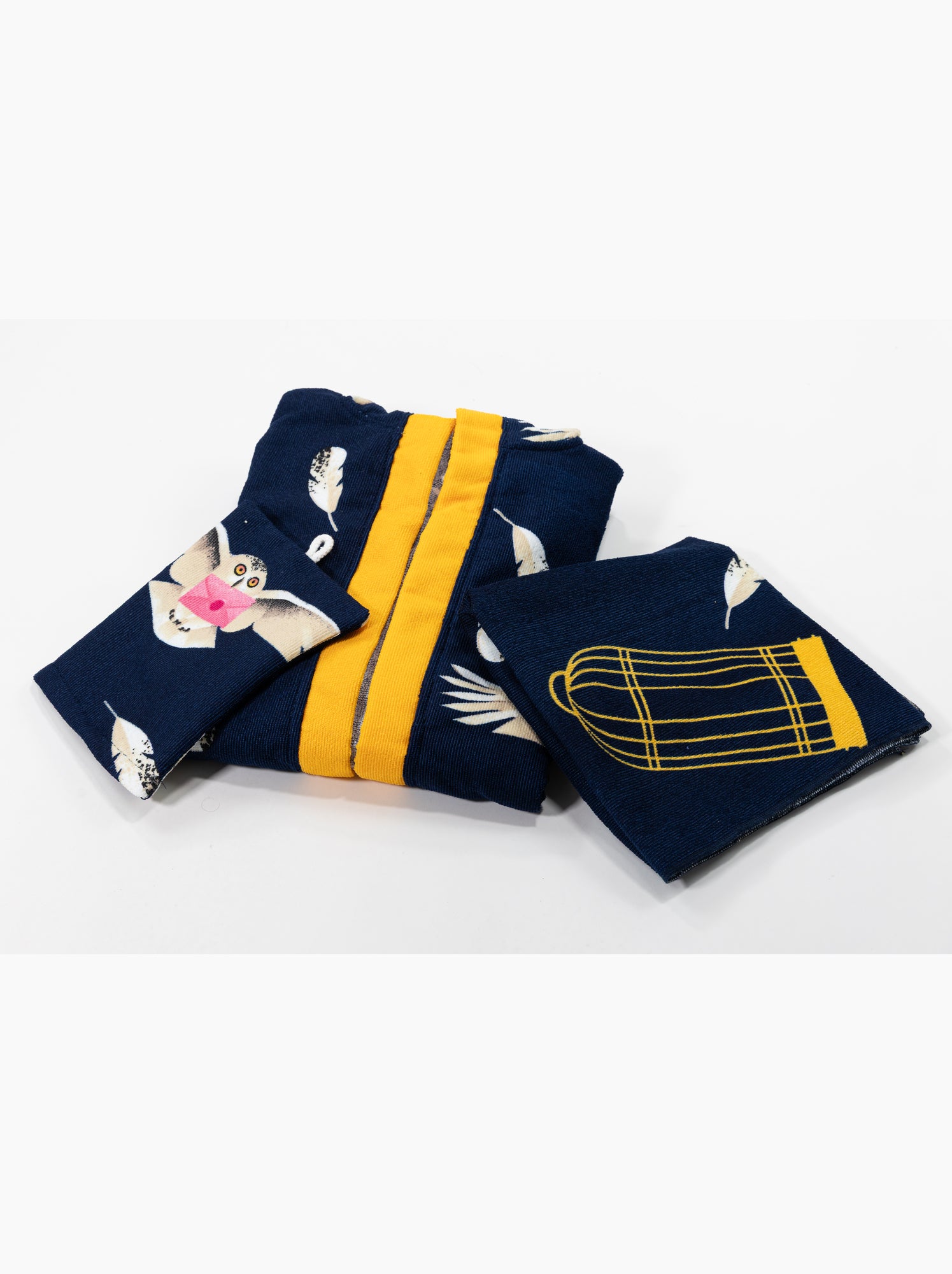Set Peignoir Capuche + Serviette 50x100cm + Gant Harry Potter Hedwige – 100% Polyester - Noir Bleu
