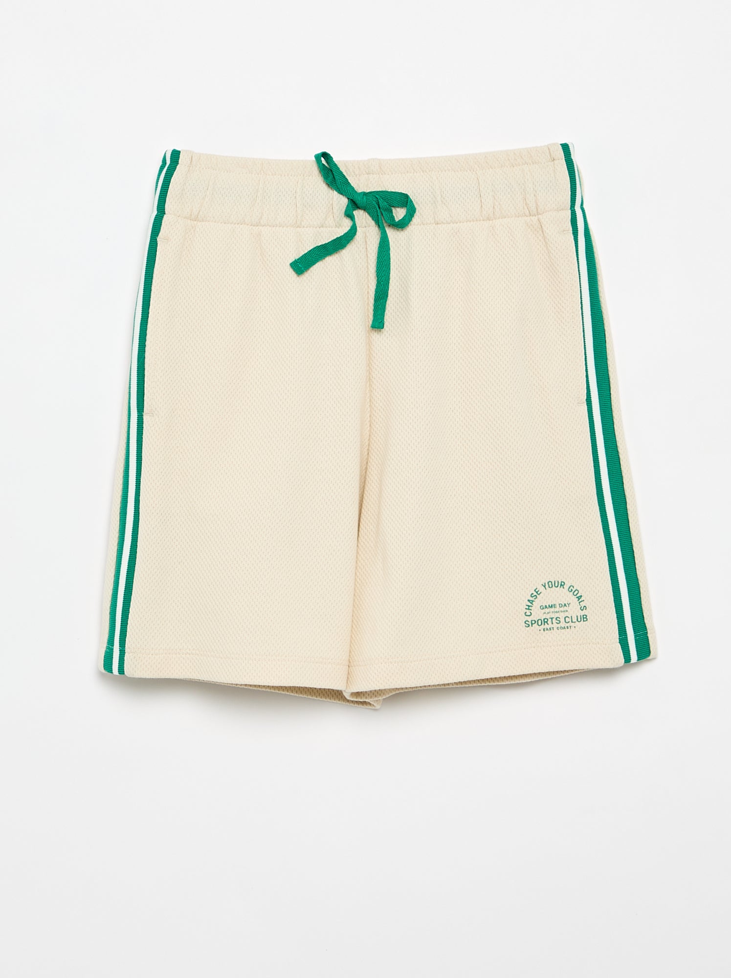 Short ample avec lignes contrastées sur les côtés - Beige