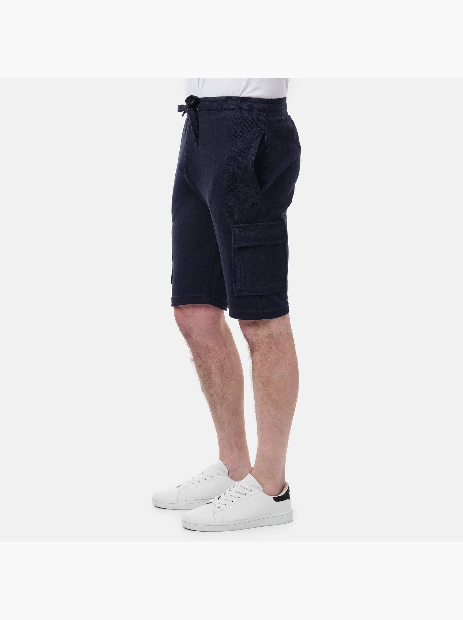 Short cargo en maille piquée uni - Bleu marine