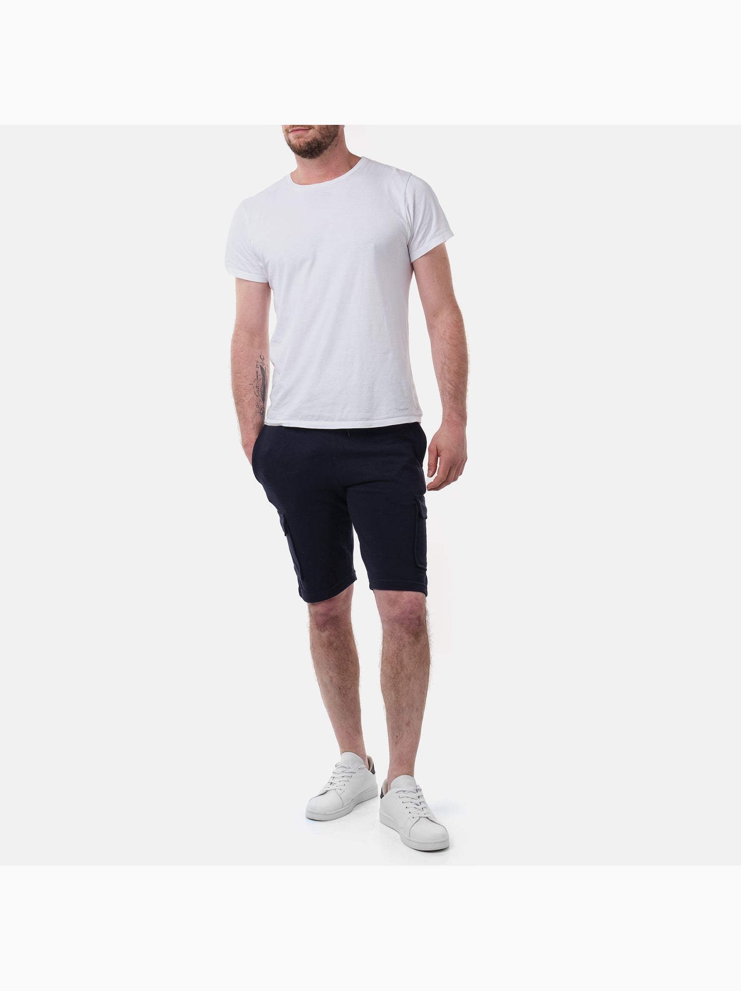 Short cargo en maille piquée uni - Bleu marine