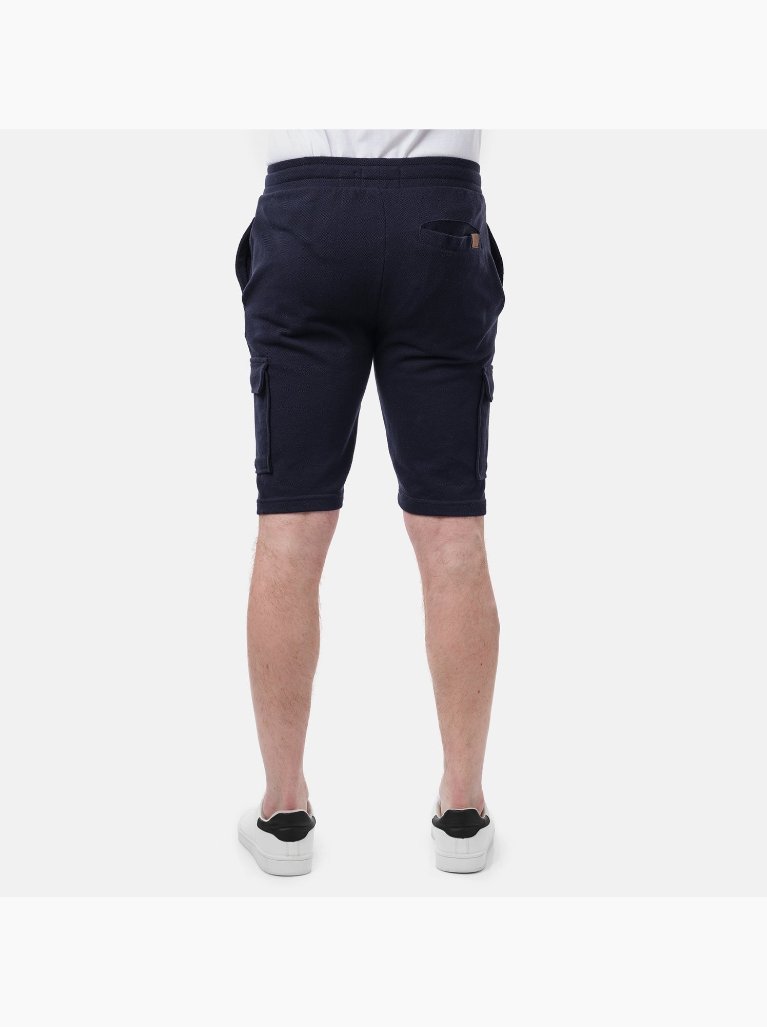 Short cargo en maille piquée uni - Bleu marine
