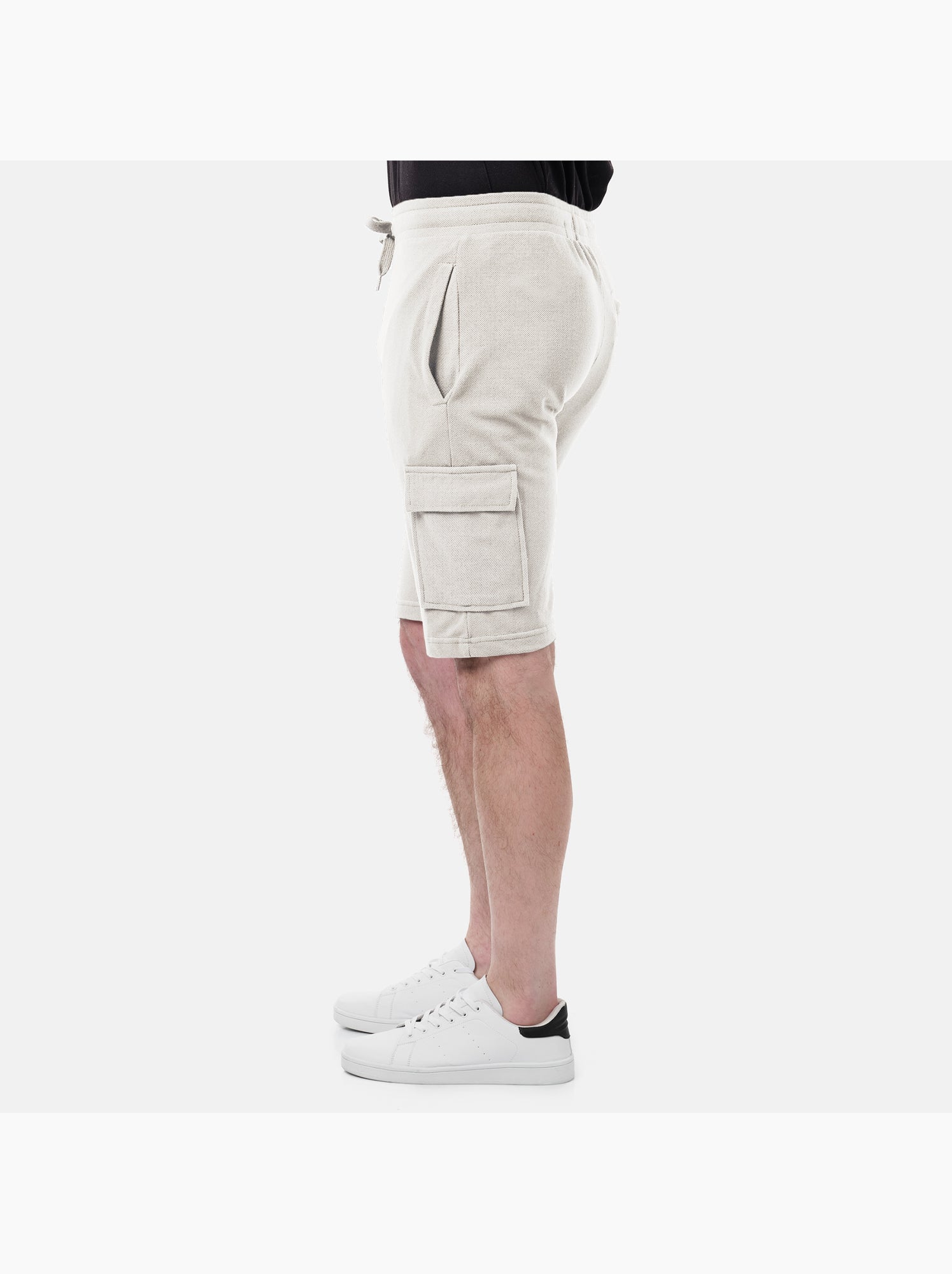 Short cargo en maille piquée uni - Ecru