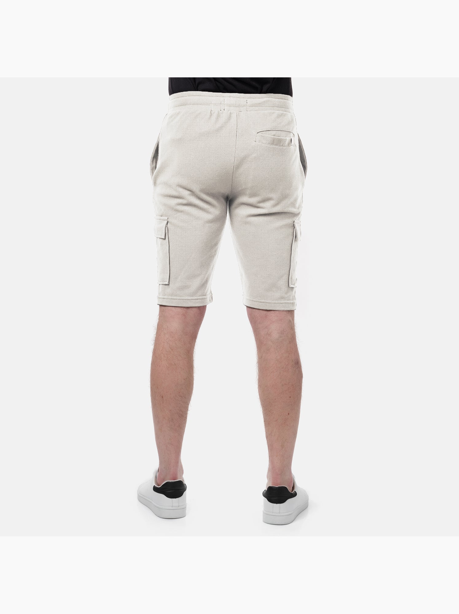Short cargo en maille piquée uni - Ecru
