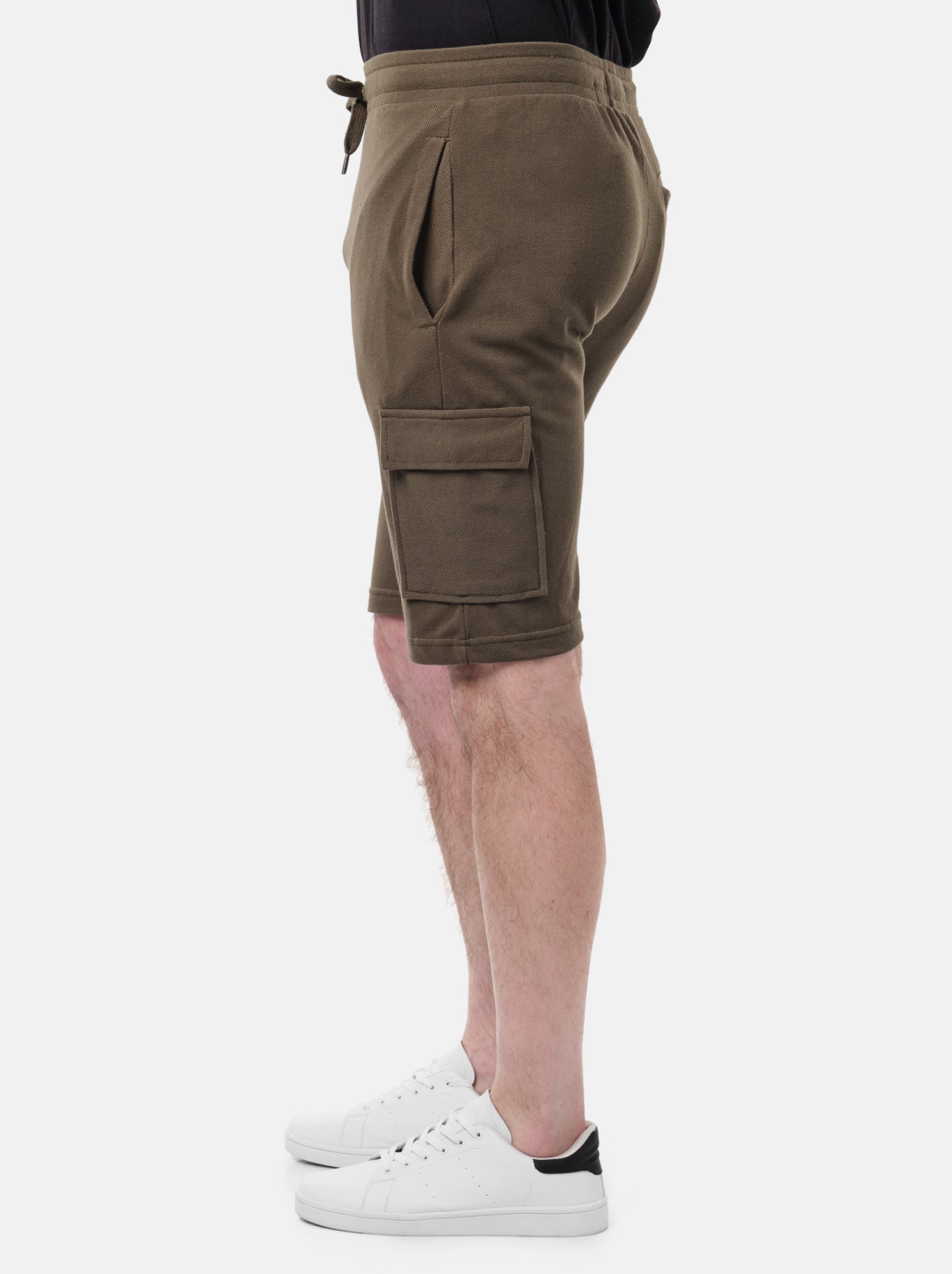 Short cargo en maille piquée uni - Kaki