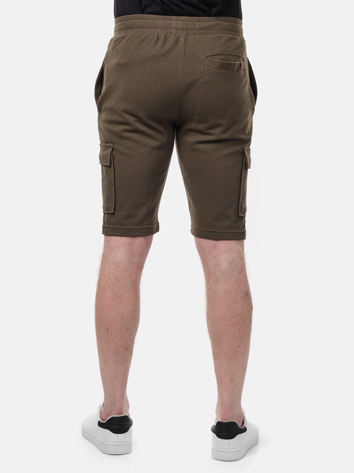 Short cargo en maille piquée uni - Kaki