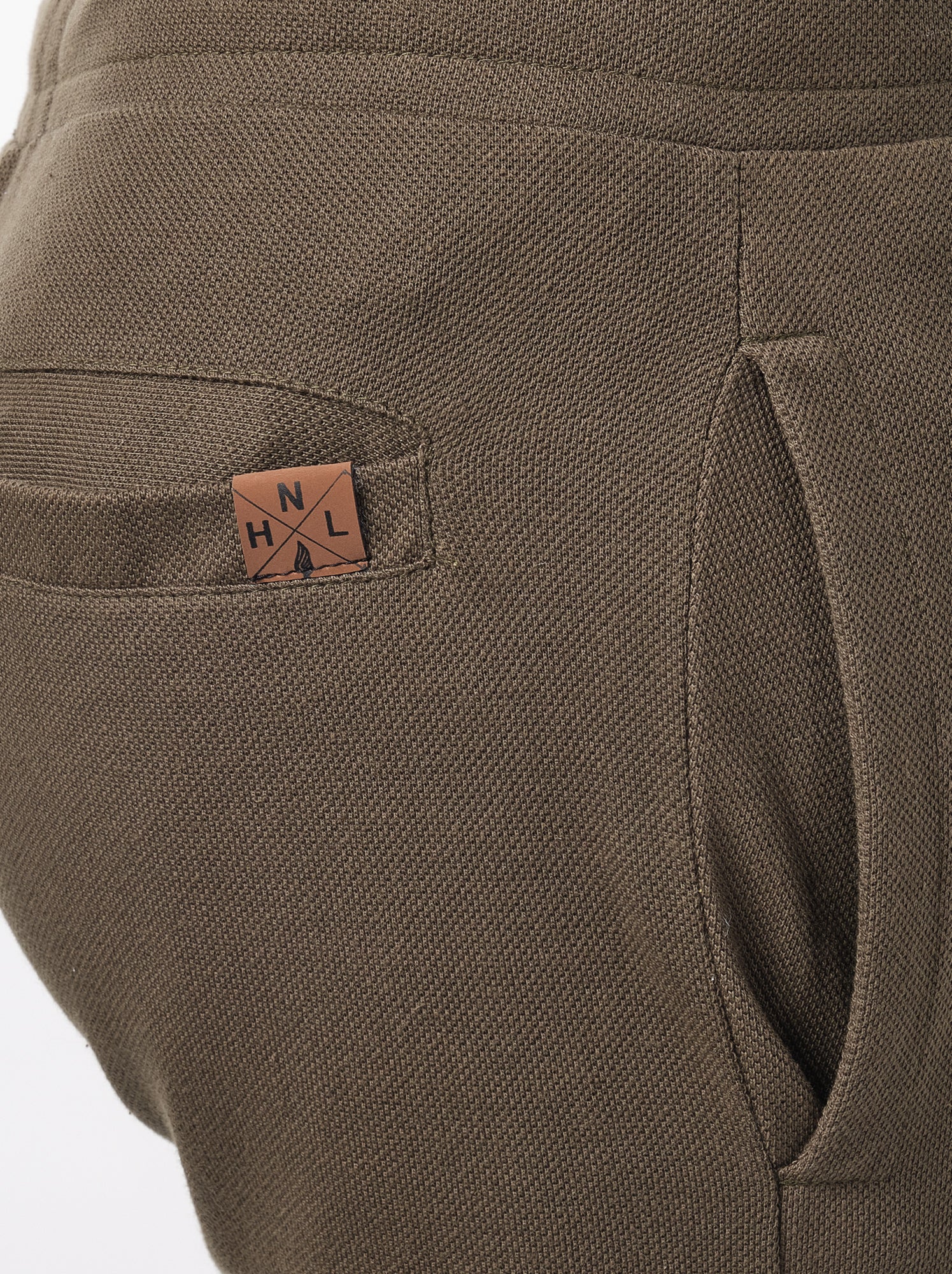 Short cargo en maille piquée uni - Kaki
