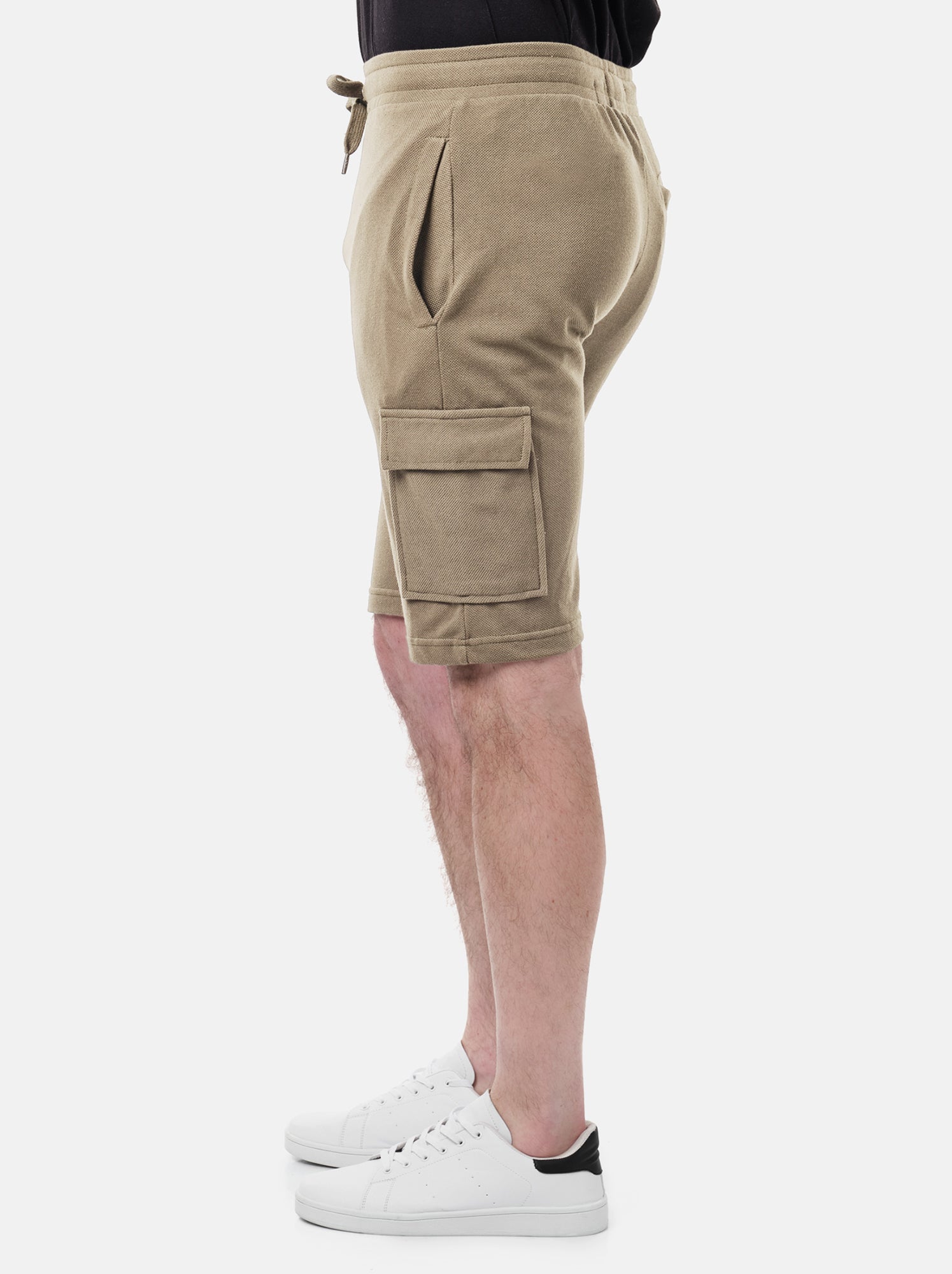 Short cargo en maille piquée uni - Marron