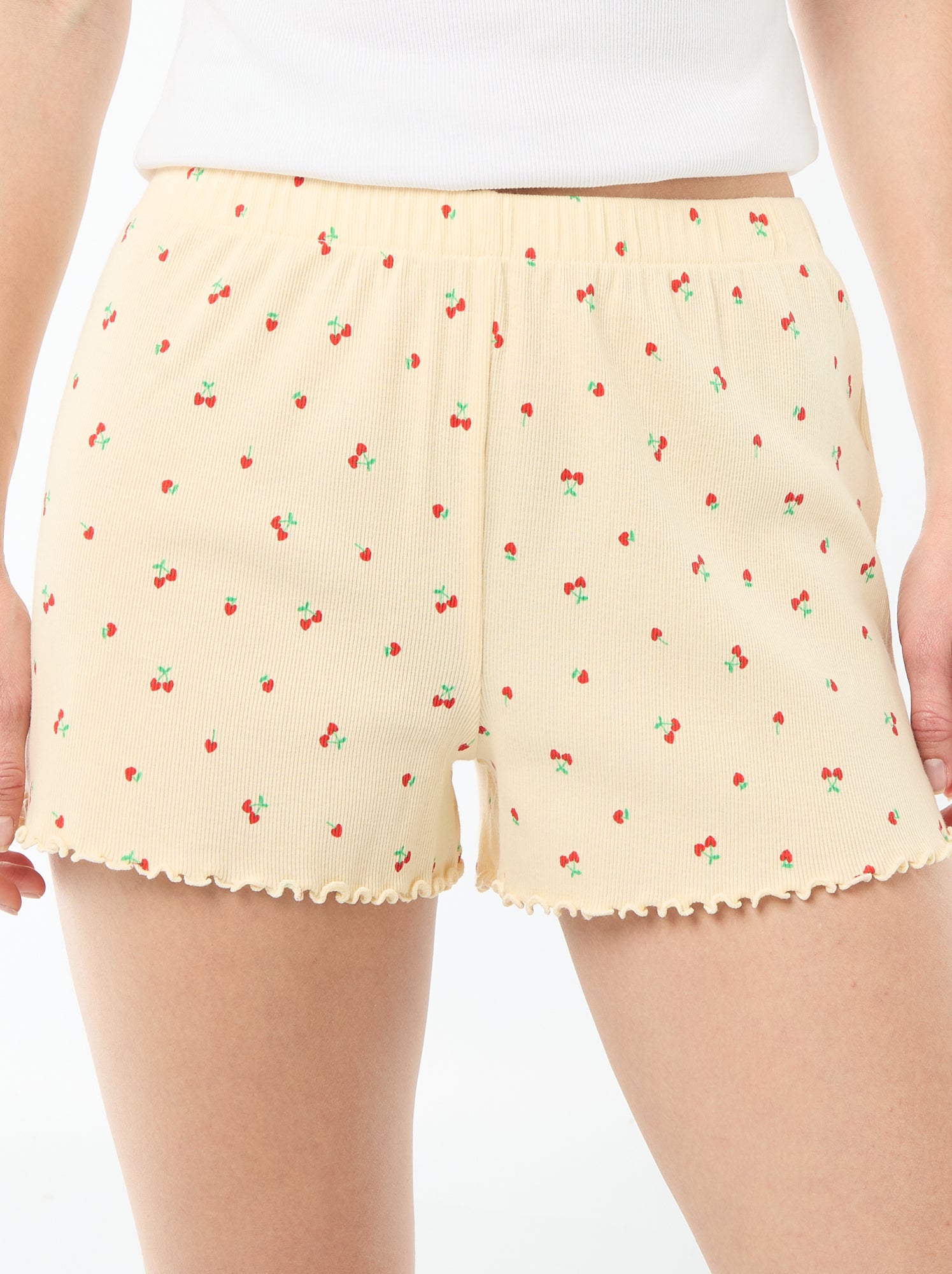 Short court de pyjama 'fleurs' all-over en coton - Jaune