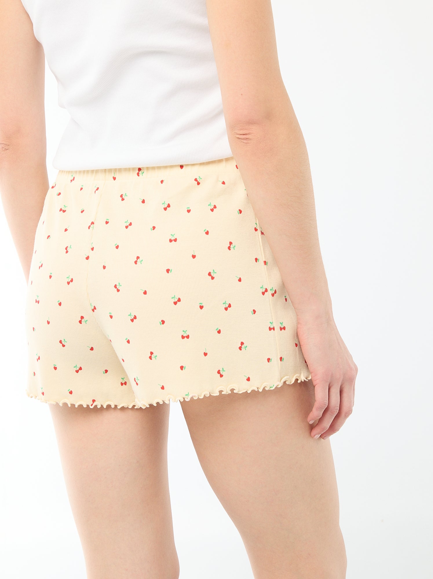 Short court de pyjama 'fleurs' all-over en coton - Jaune