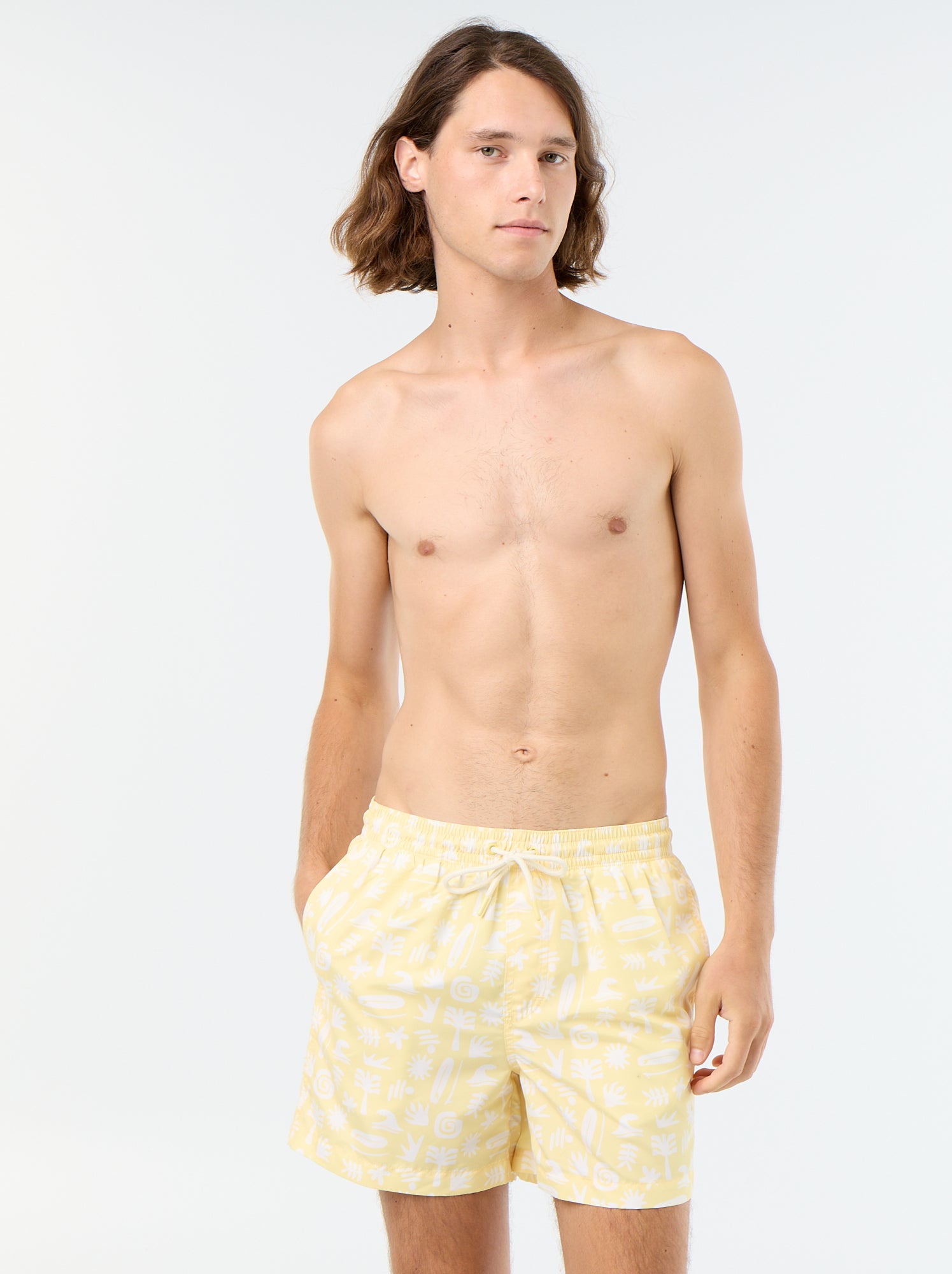 Short de bain à motif - Jaune