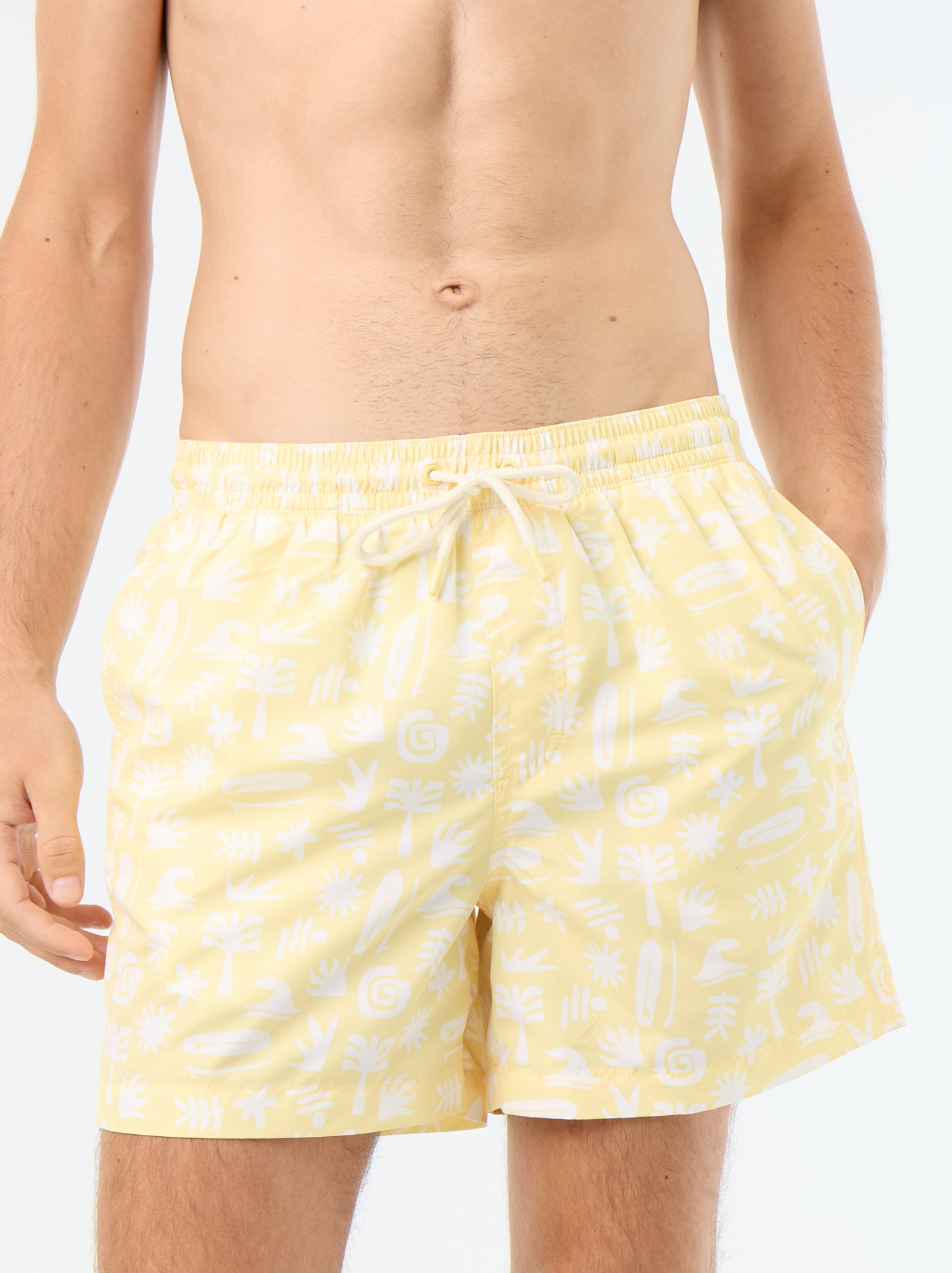 Short de bain à motif - Jaune