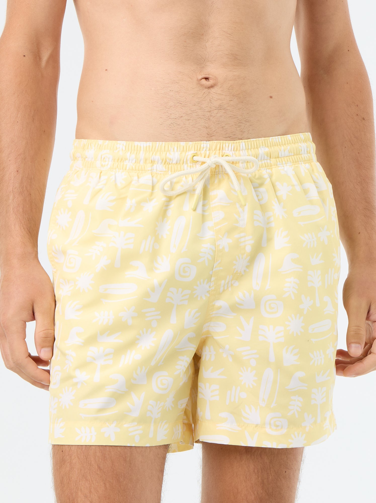 Short de bain à motif - Jaune