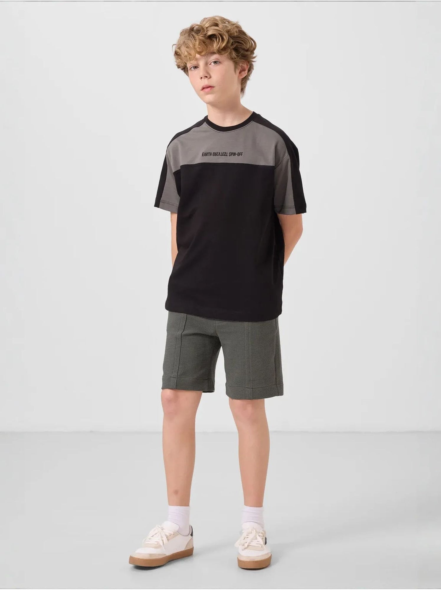 Short de jeunesse en coton mélangé tommy - Kaki