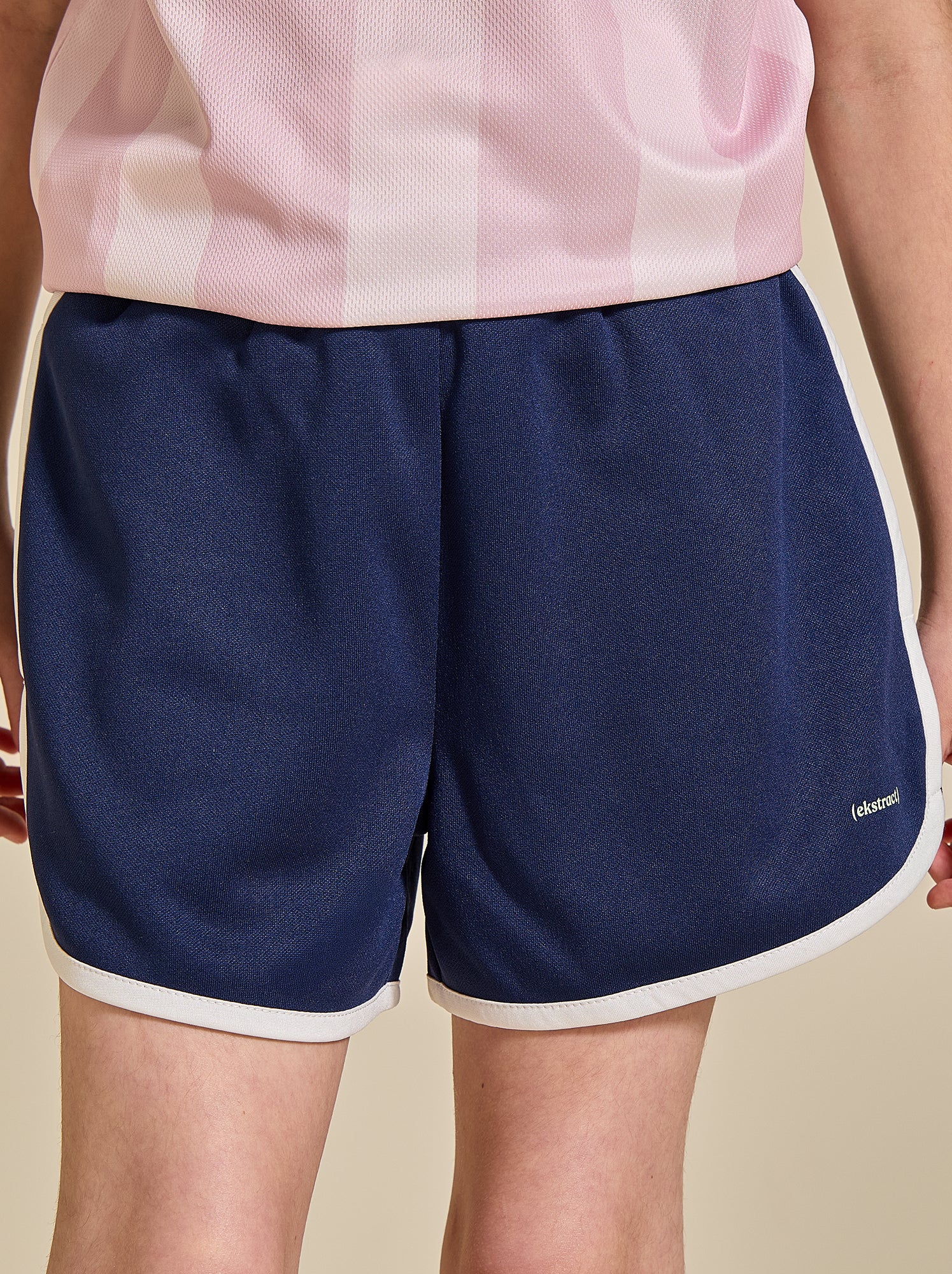 Short de sport avec bandes contrastées - (ekstract) - Bleu
