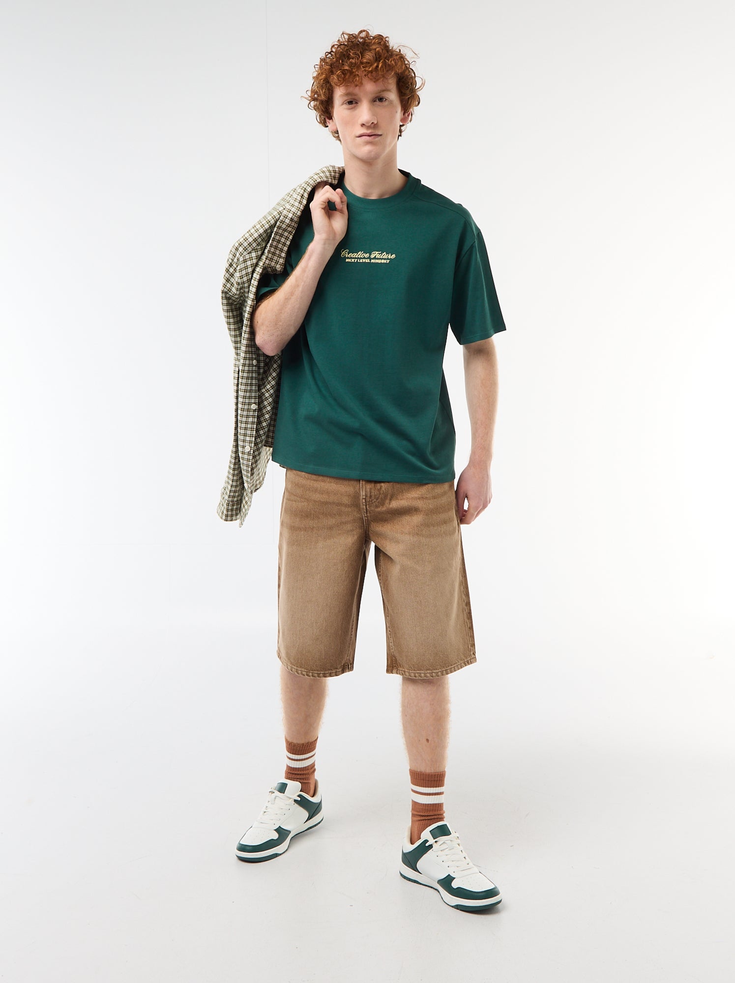 Short en baggy effet original en coton - Marron