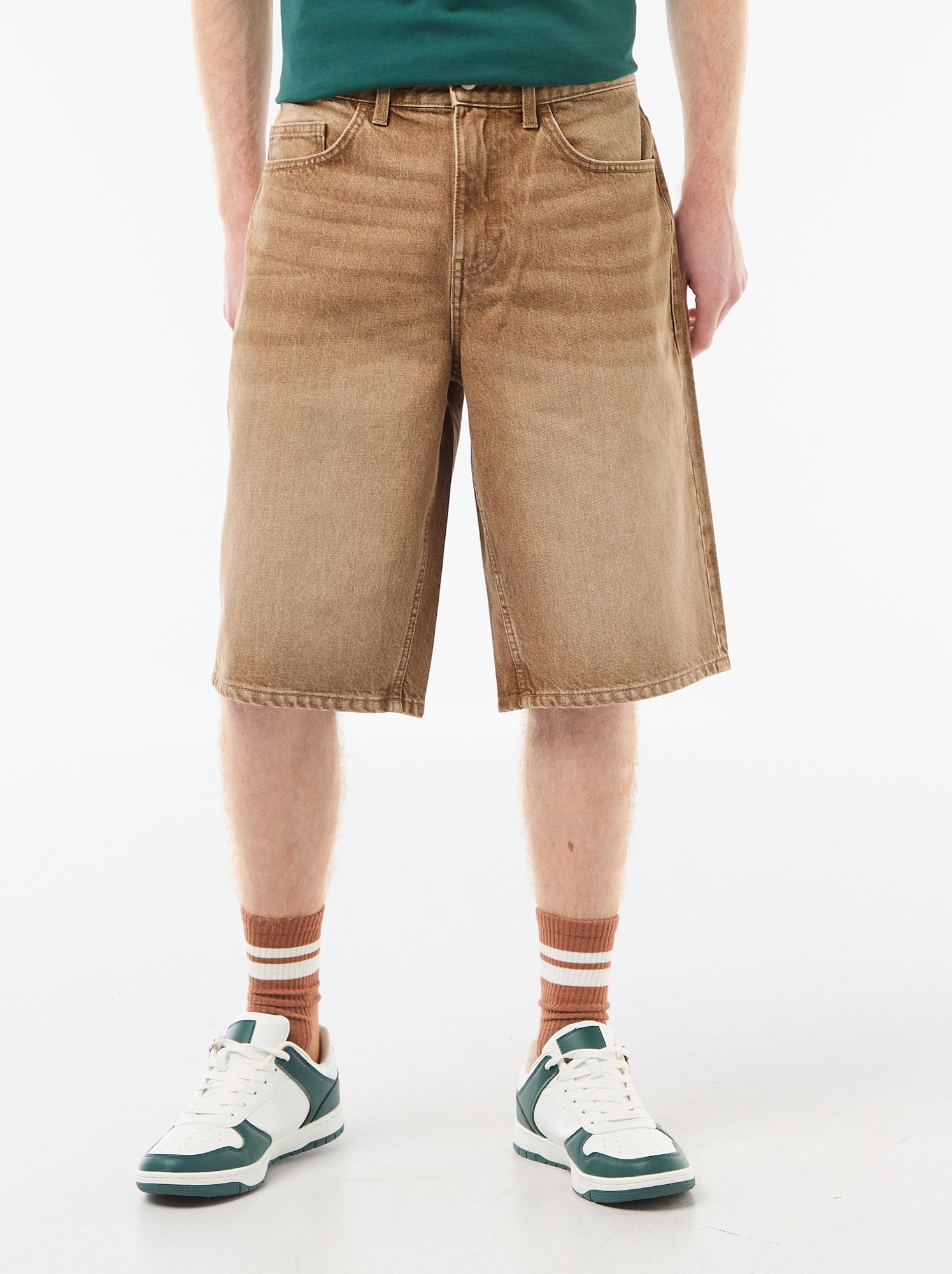 Short en baggy effet original en coton - Marron