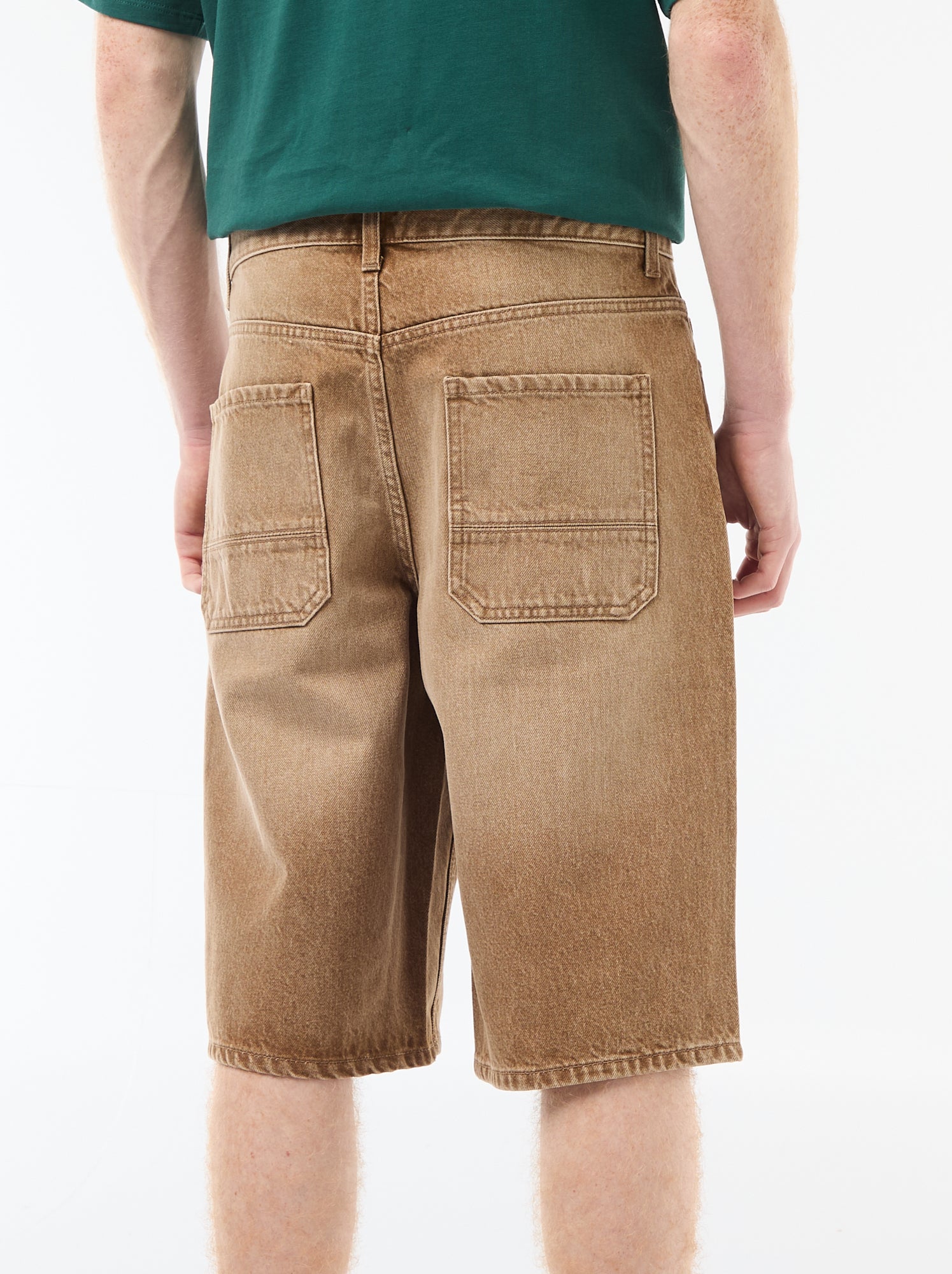 Short en baggy effet original en coton - Marron