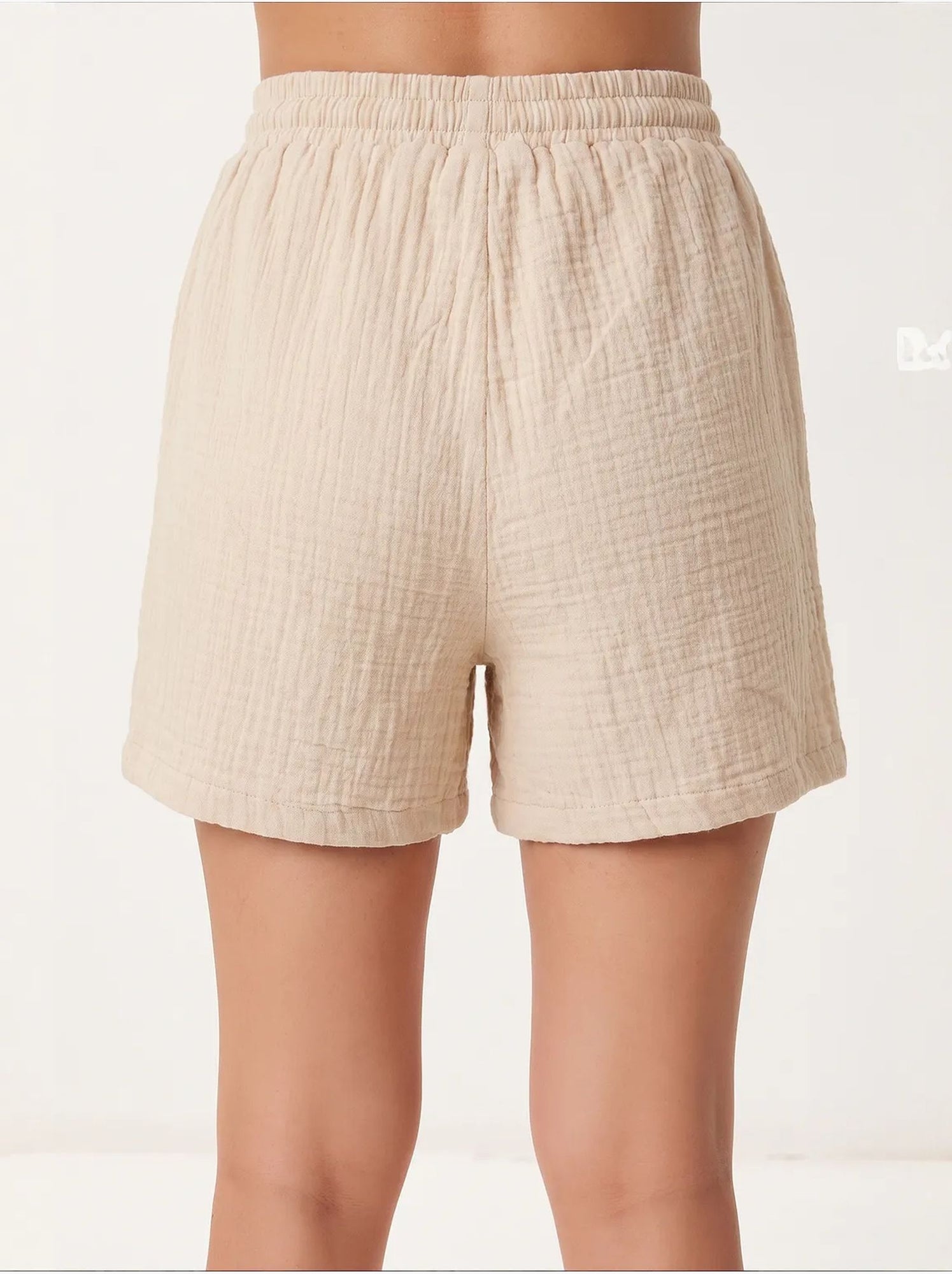 Short en coton taille haute et jambes larges istanbul - Beige argile
