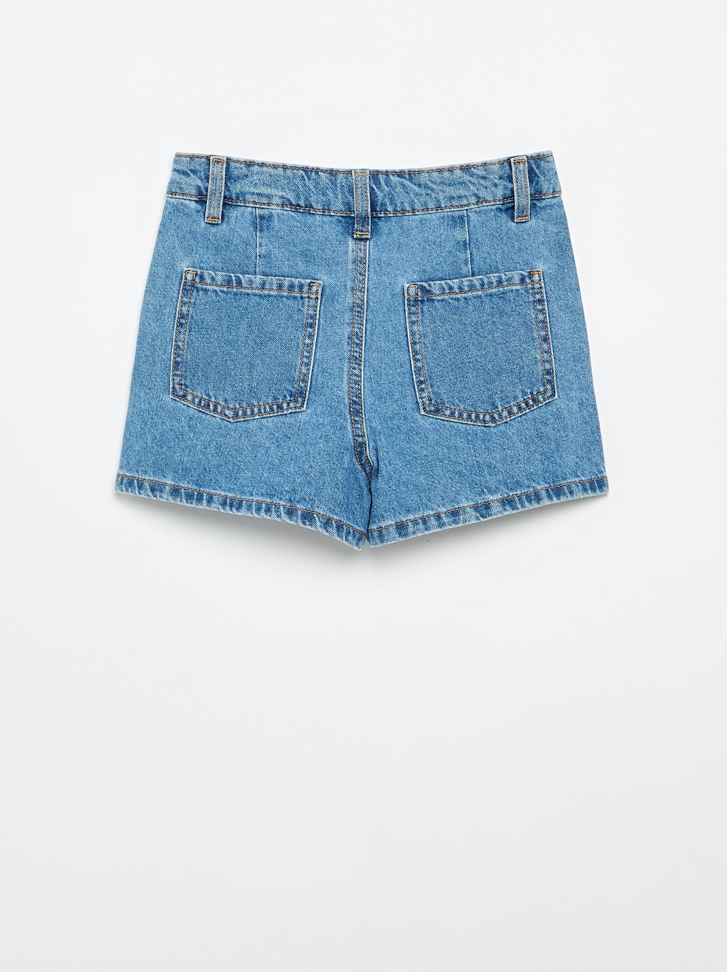Short en denim avec effet plissé - Bleu (FVX83_1)