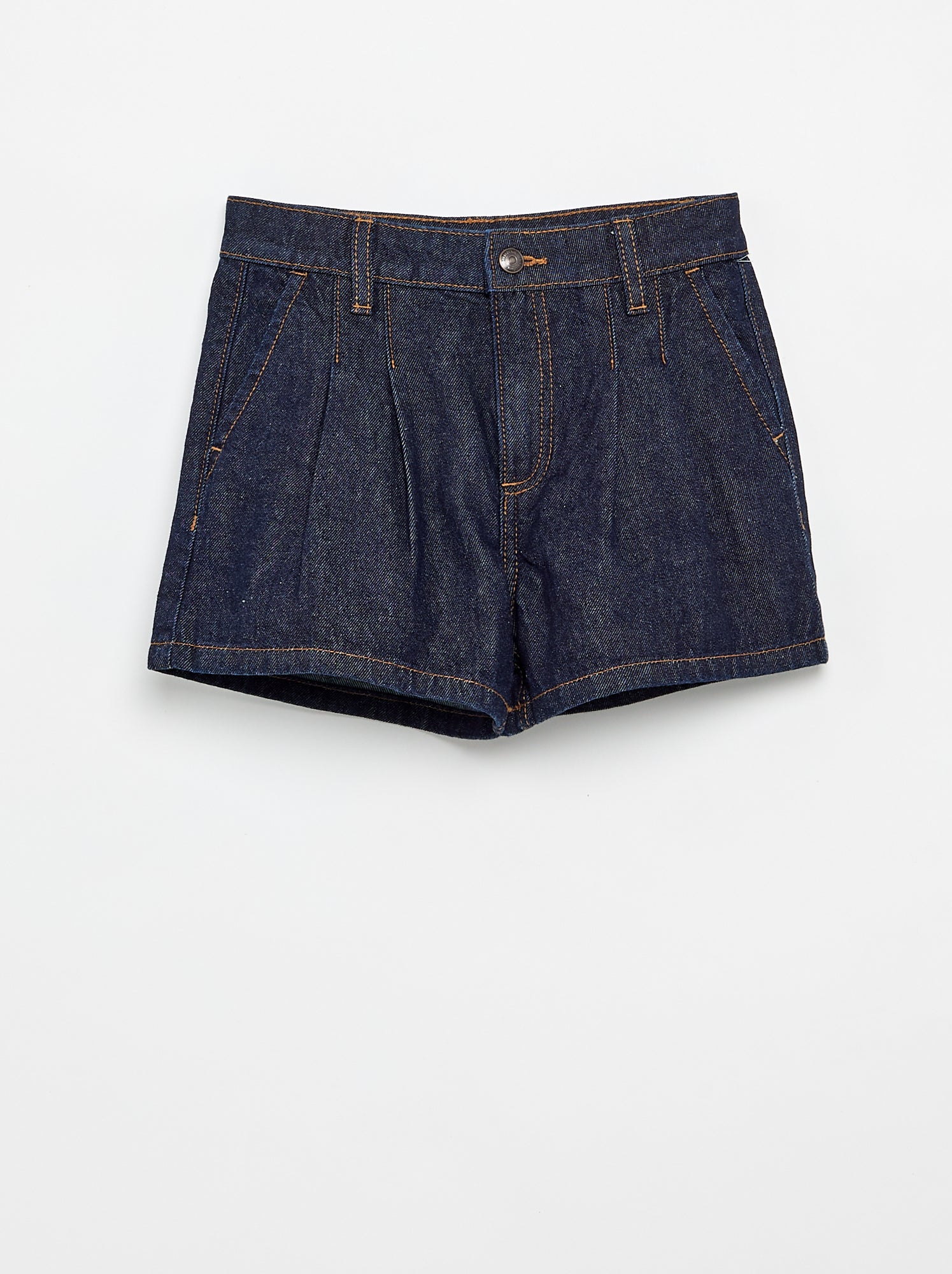 Short en denim avec effet plissé - Bleu (FVX83_2)