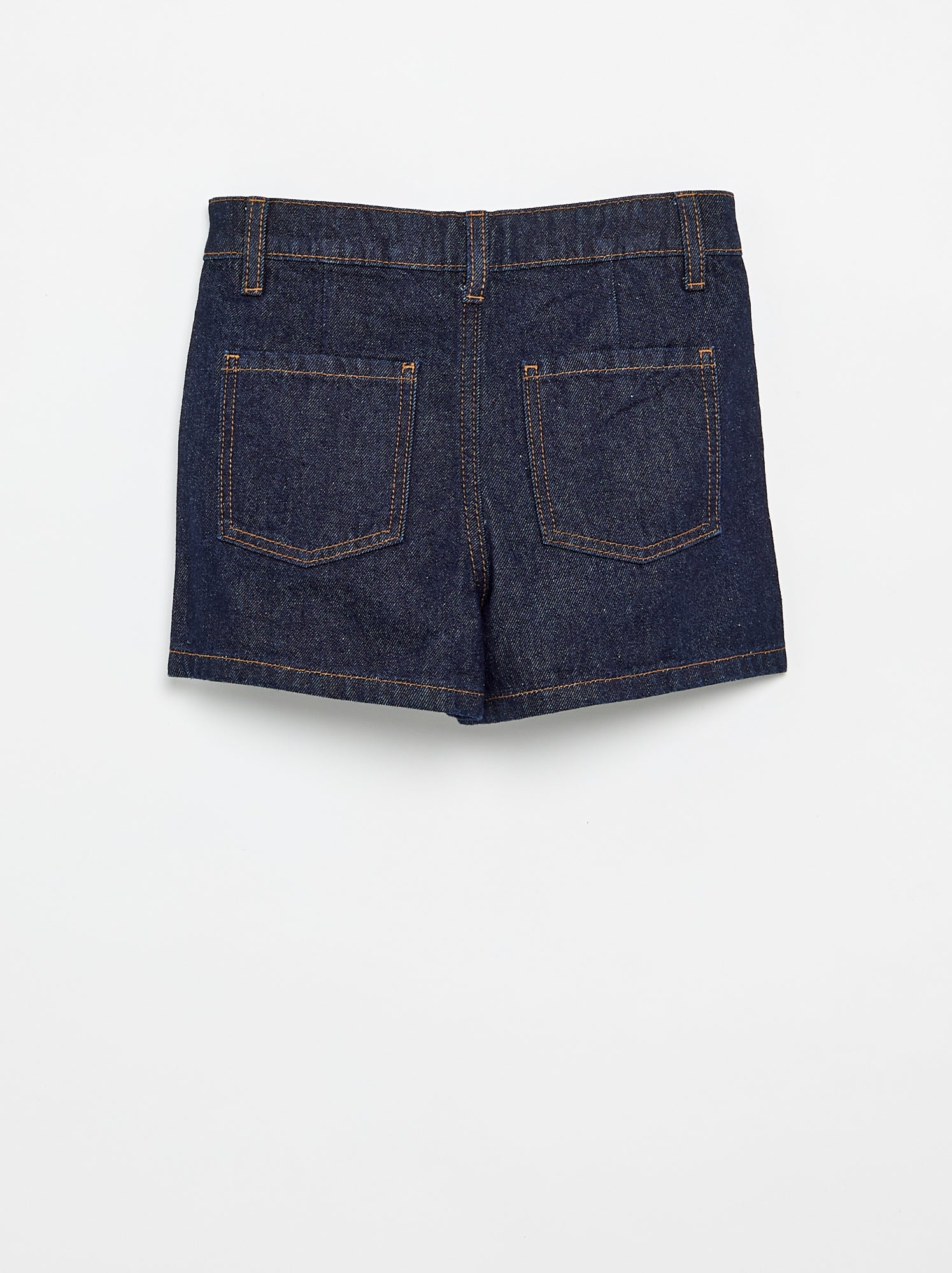 Short en denim avec effet plissé - Bleu (FVX83_2)