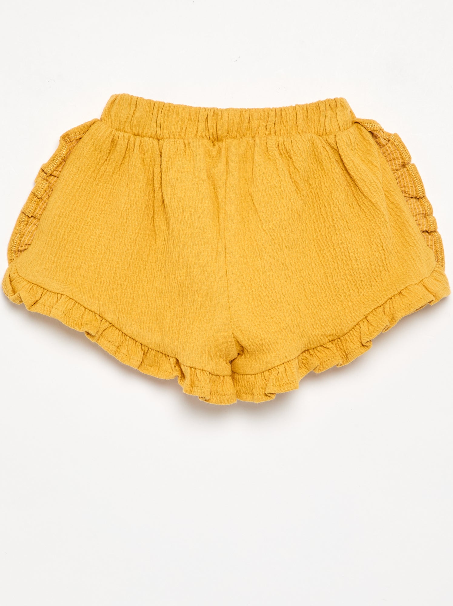 Short en maille froissée uni - Jaune