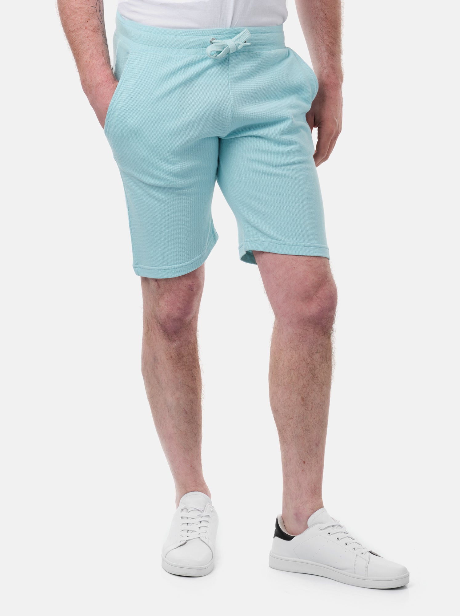 Short en maille piquée uni - Bleu ciel