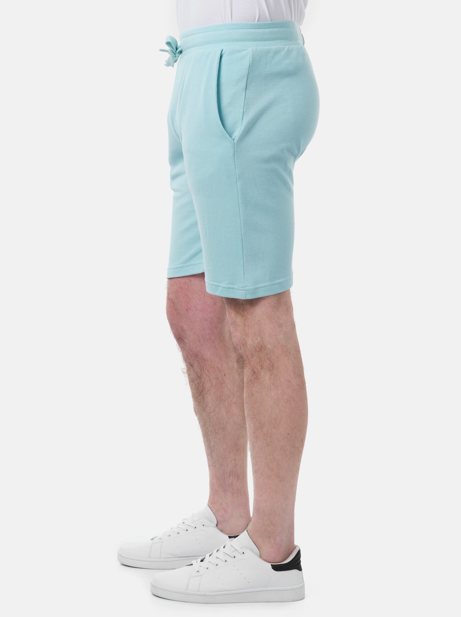 Short en maille piquée uni - Bleu ciel