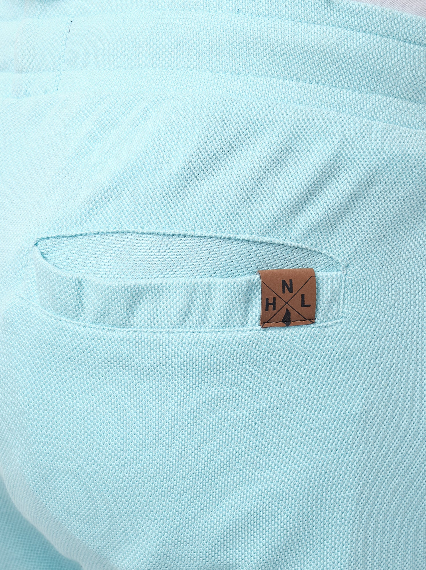 Short en maille piquée uni - Bleu ciel