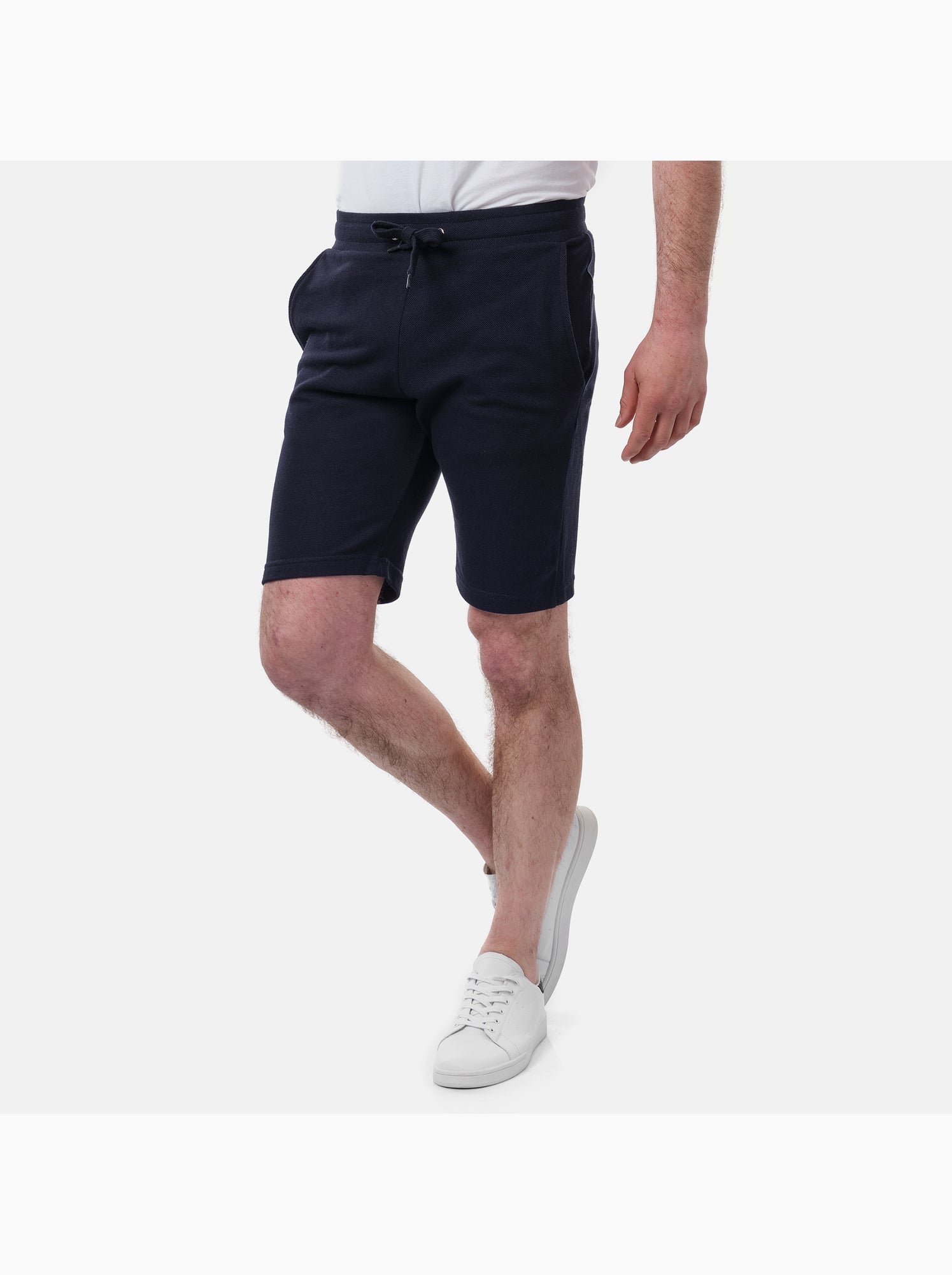 Short en maille piquée uni - Bleu marine