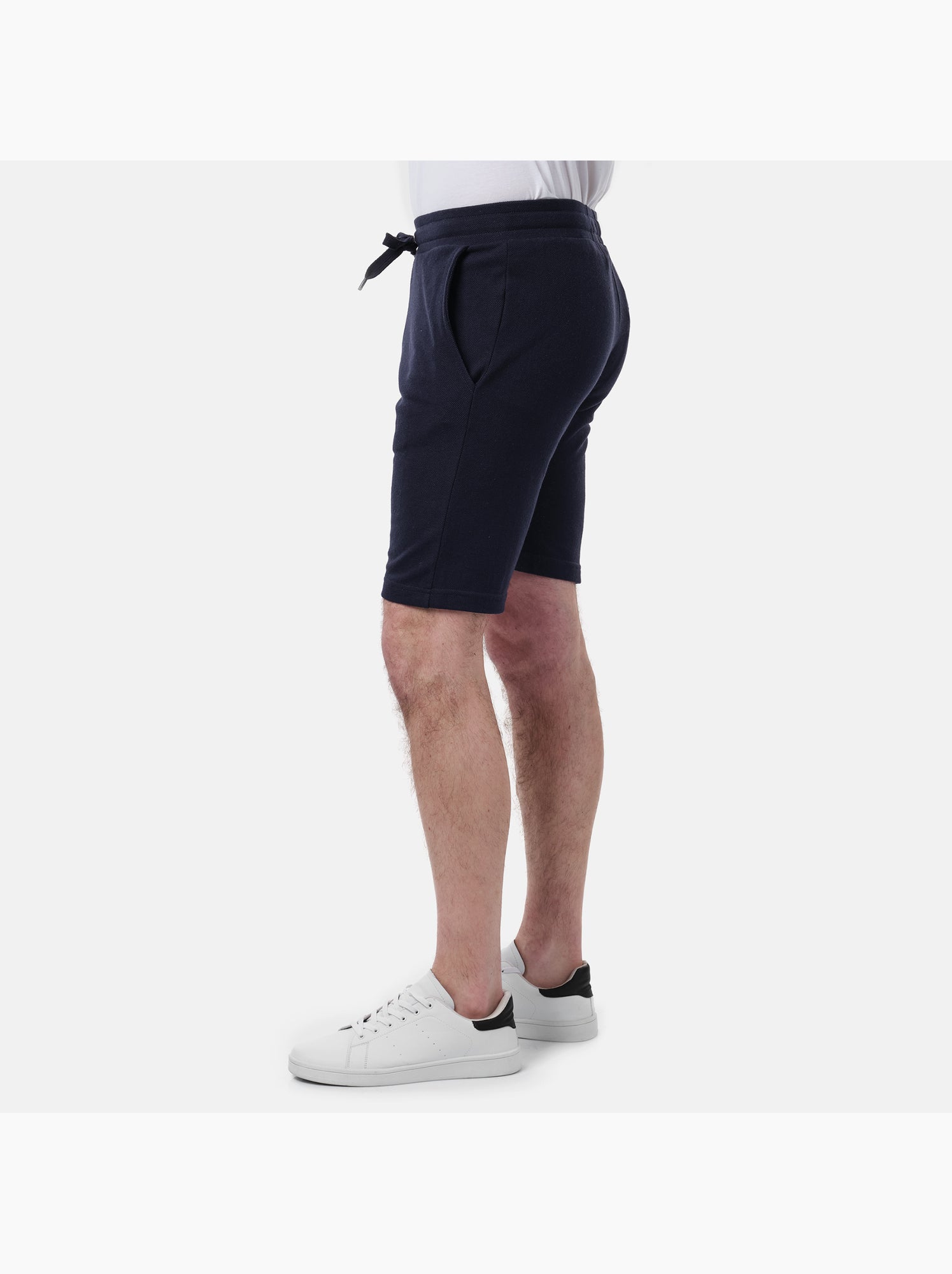 Short en maille piquée uni - Bleu marine