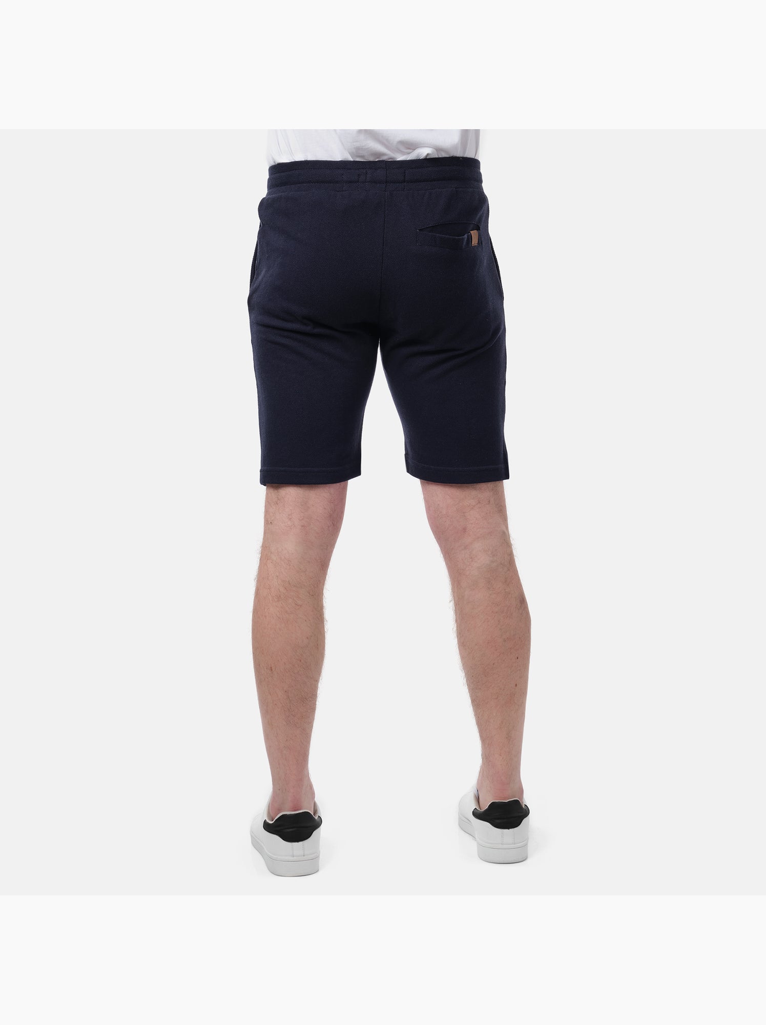 Short en maille piquée uni - Bleu marine