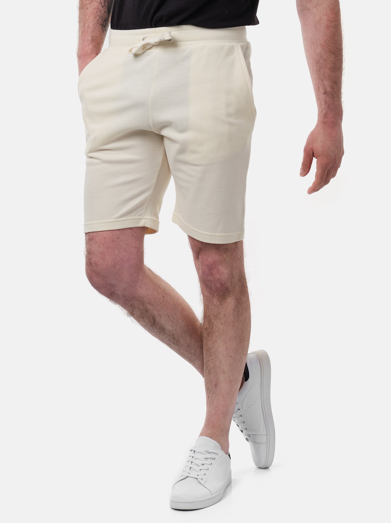 Short en maille piquée uni - Ecru