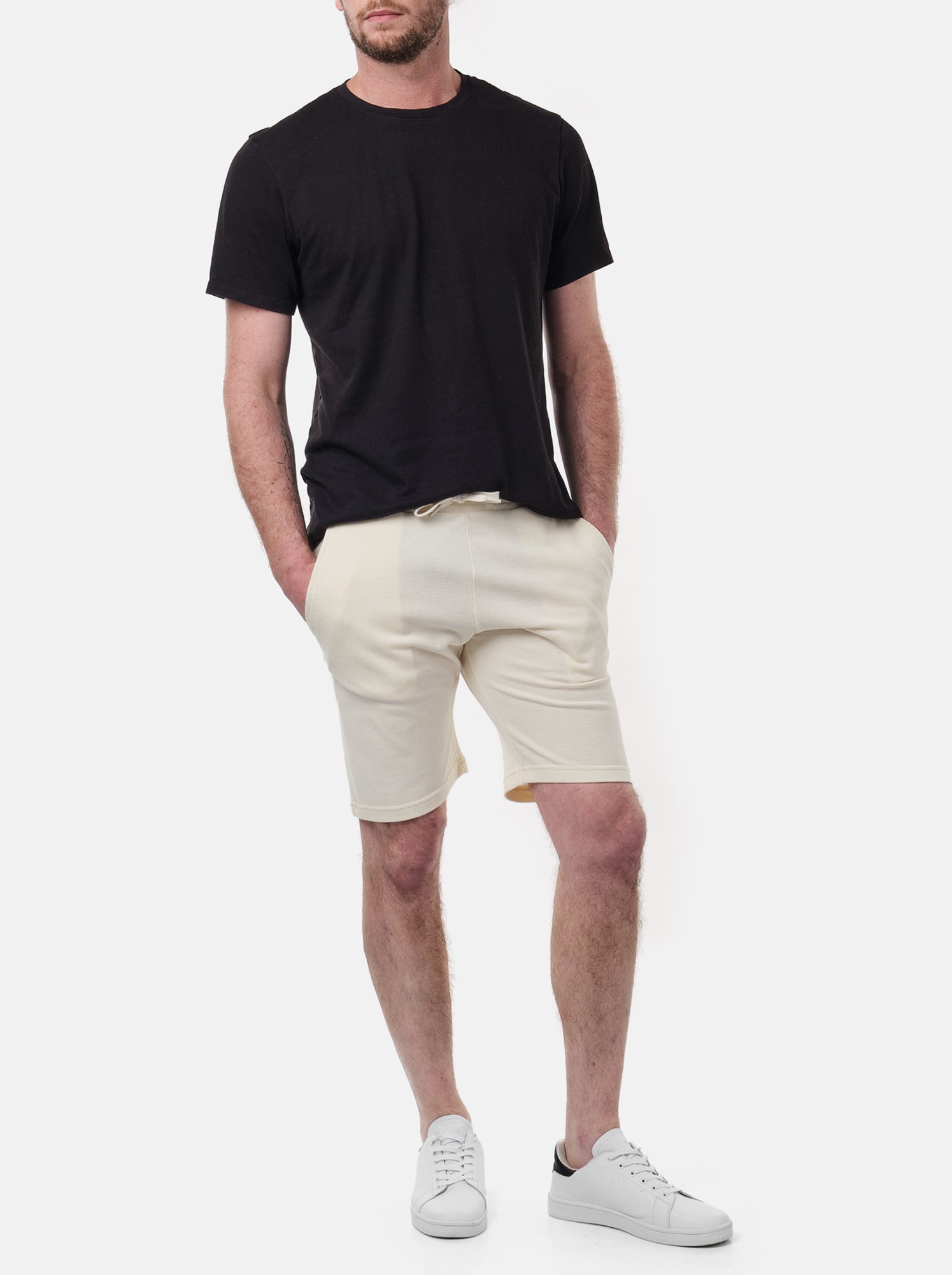 Short en maille piquée uni - Ecru