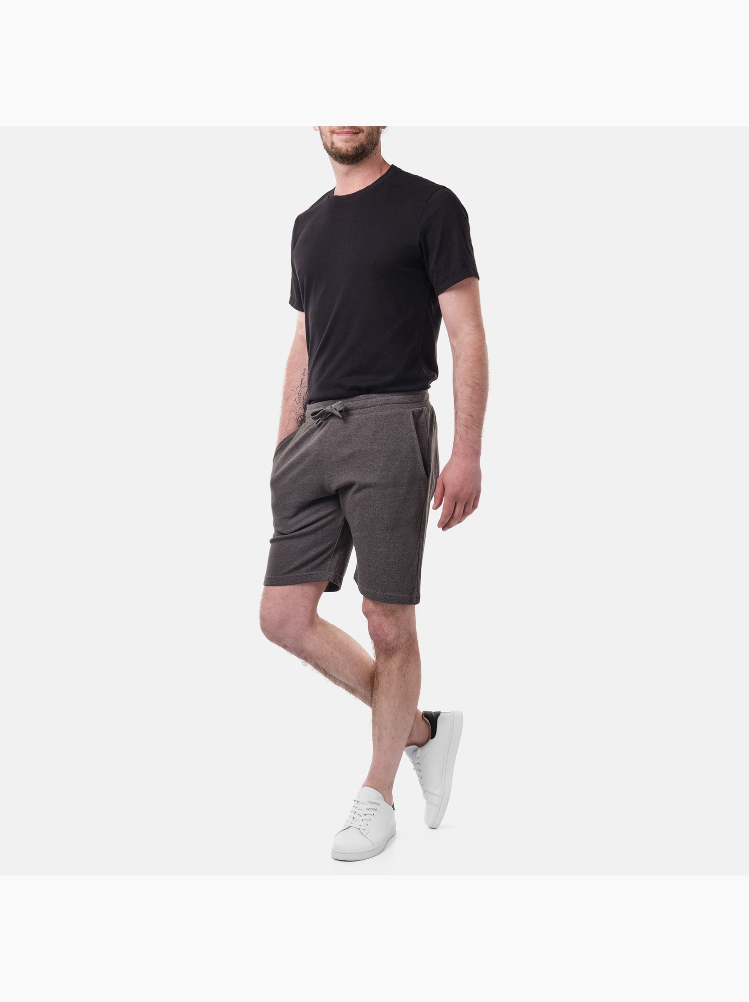 Short en maille piquée uni - gris anthracite