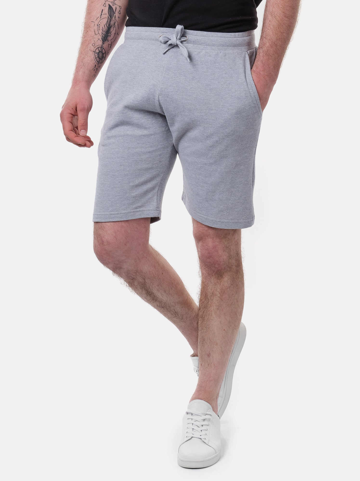 Short en maille piquée uni - Gris