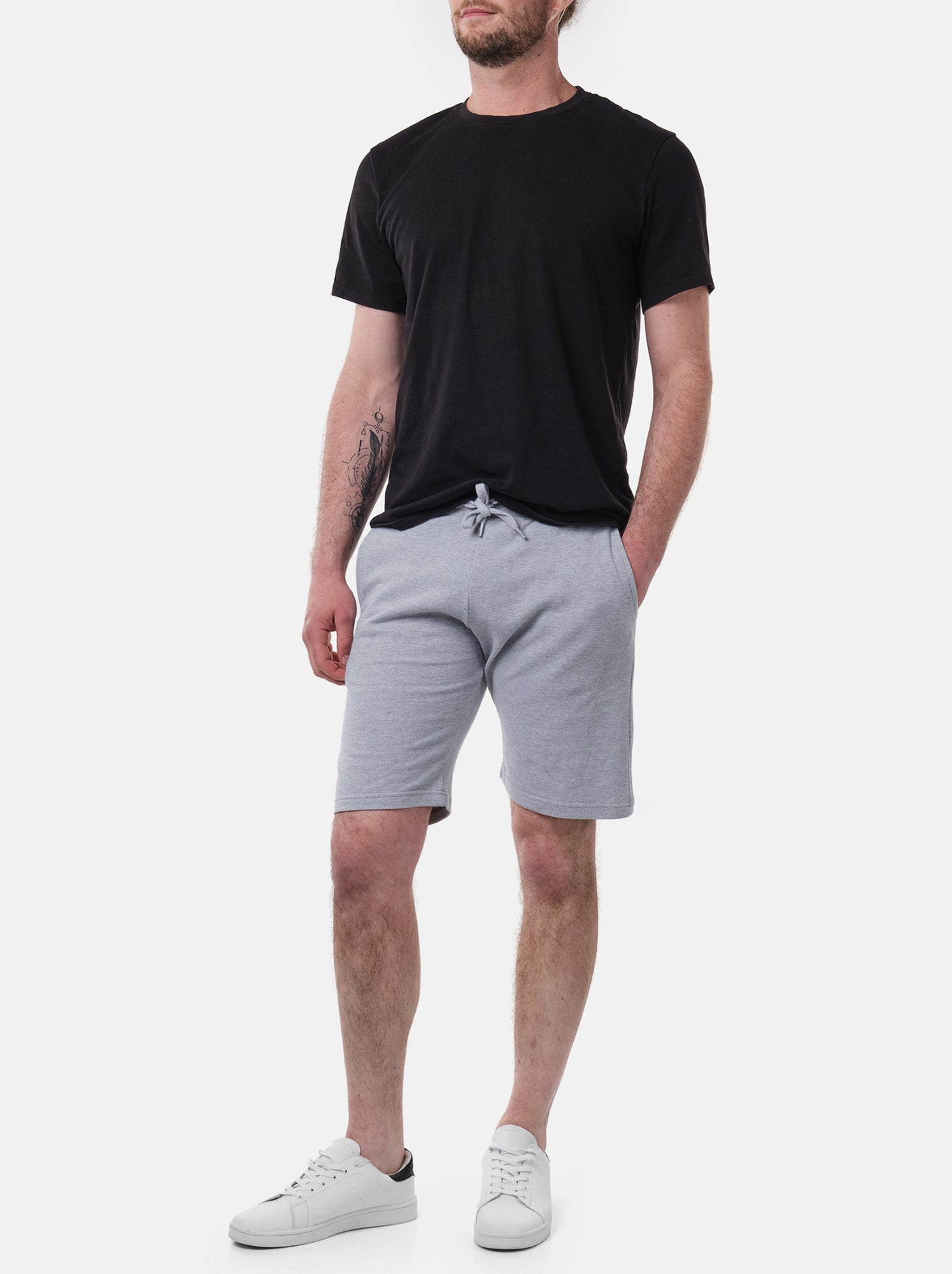 Short en maille piquée uni - Gris
