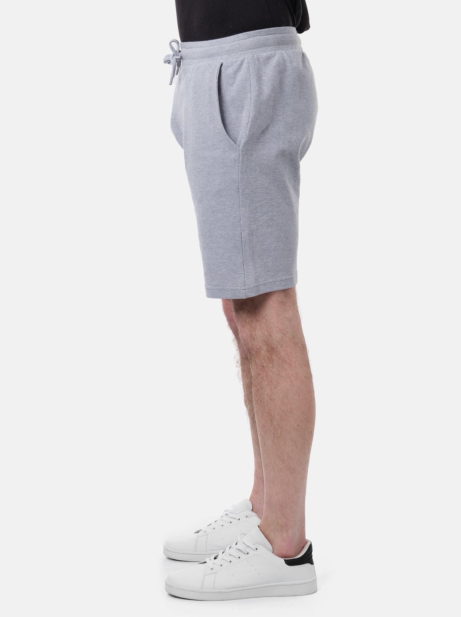 Short en maille piquée uni - Gris