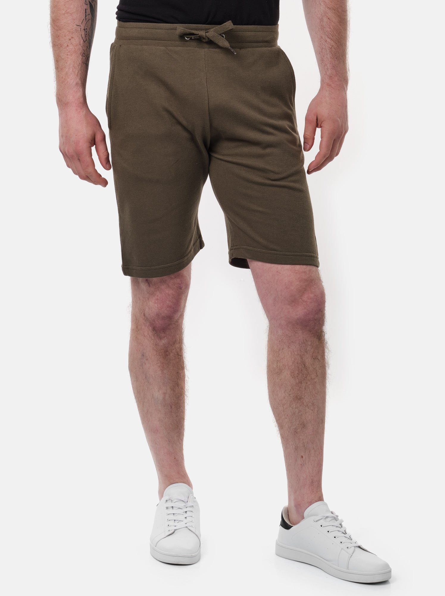 Short en maille piquée uni - Kaki