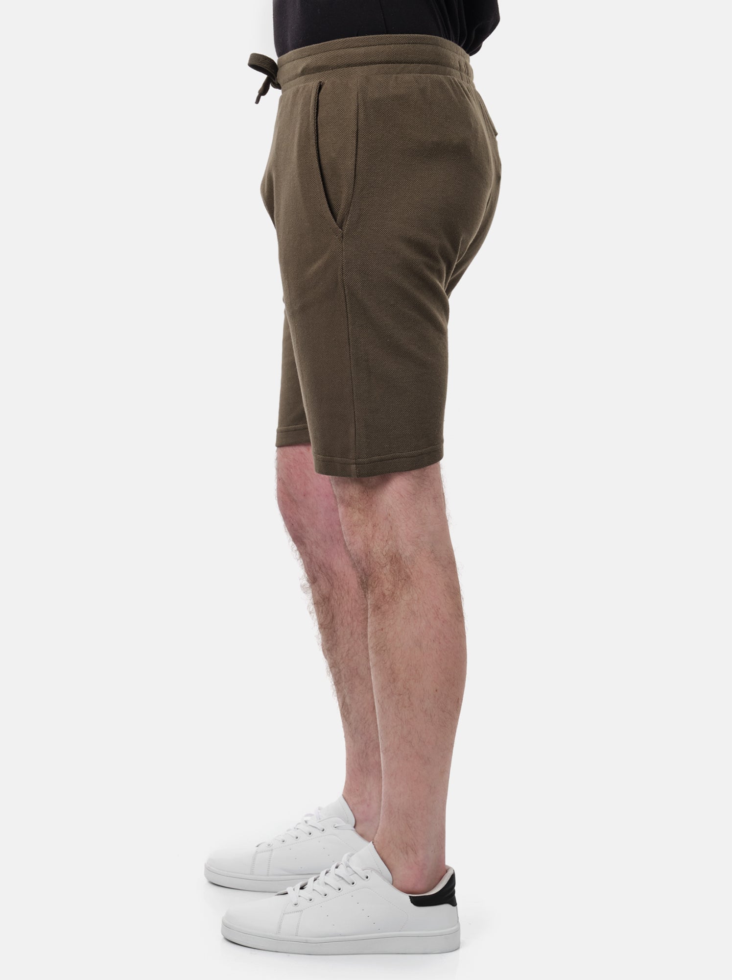 Short en maille piquée uni - Kaki