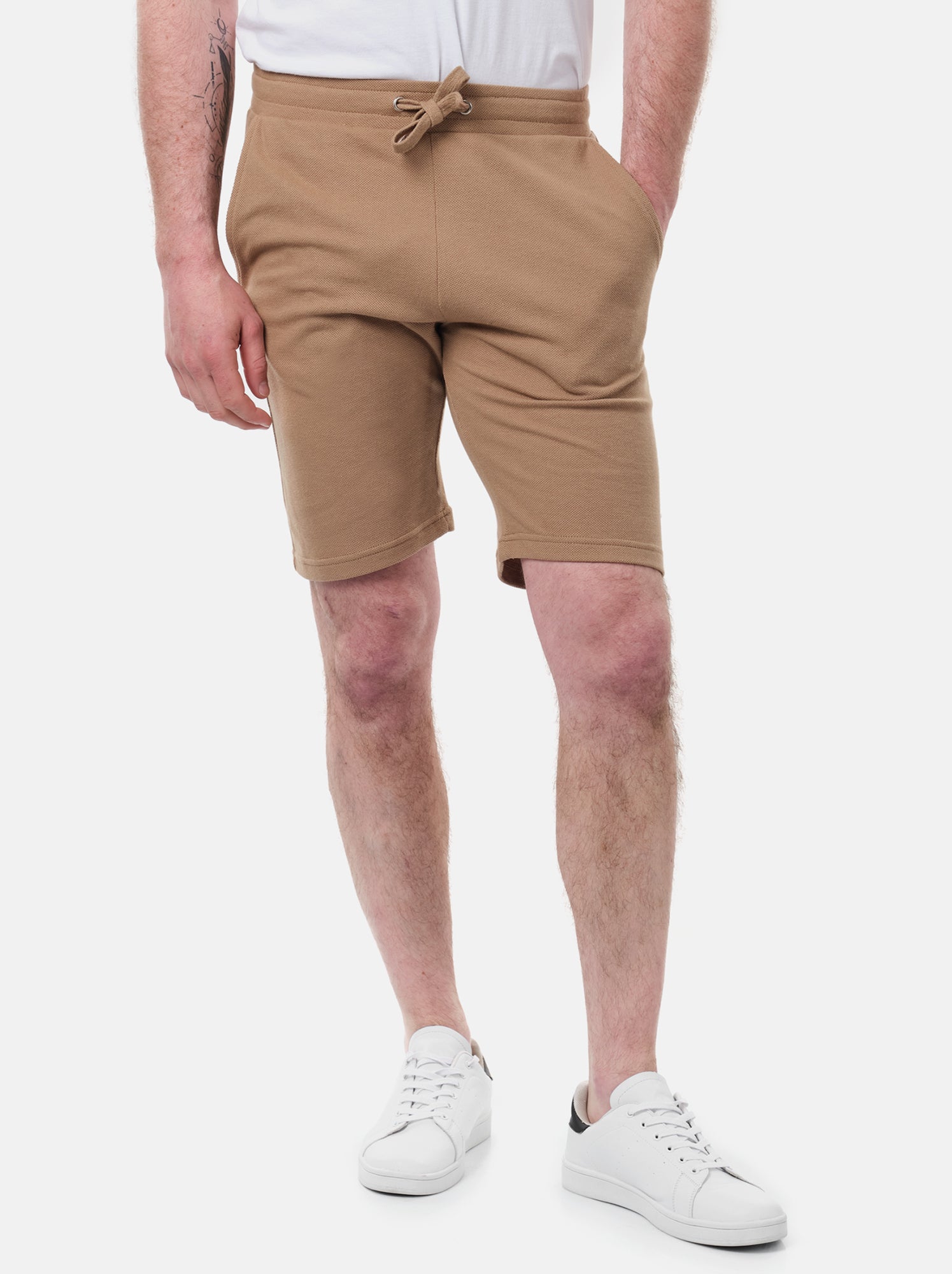 Short en maille piquée uni - Marron