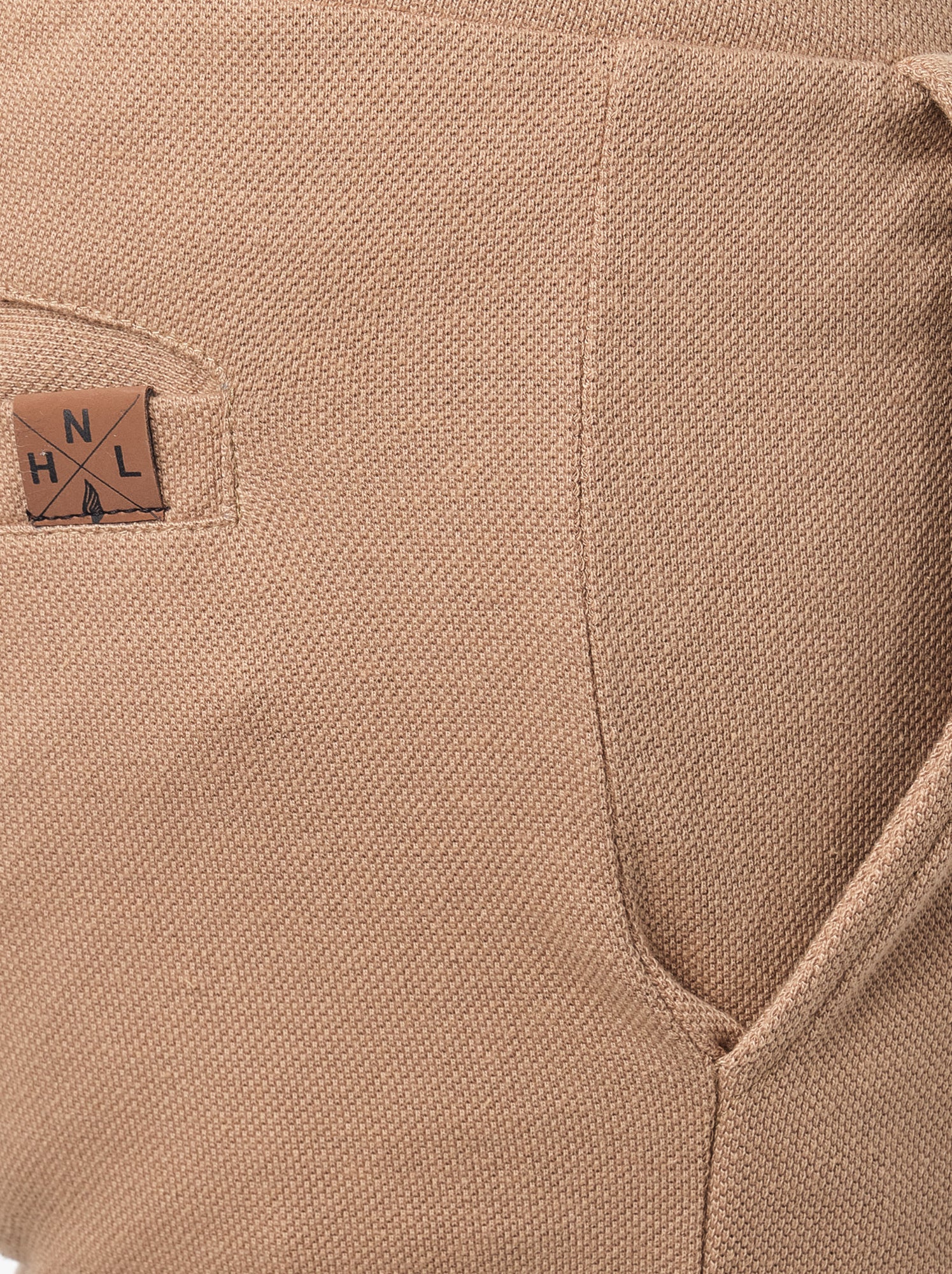 Short en maille piquée uni - Marron