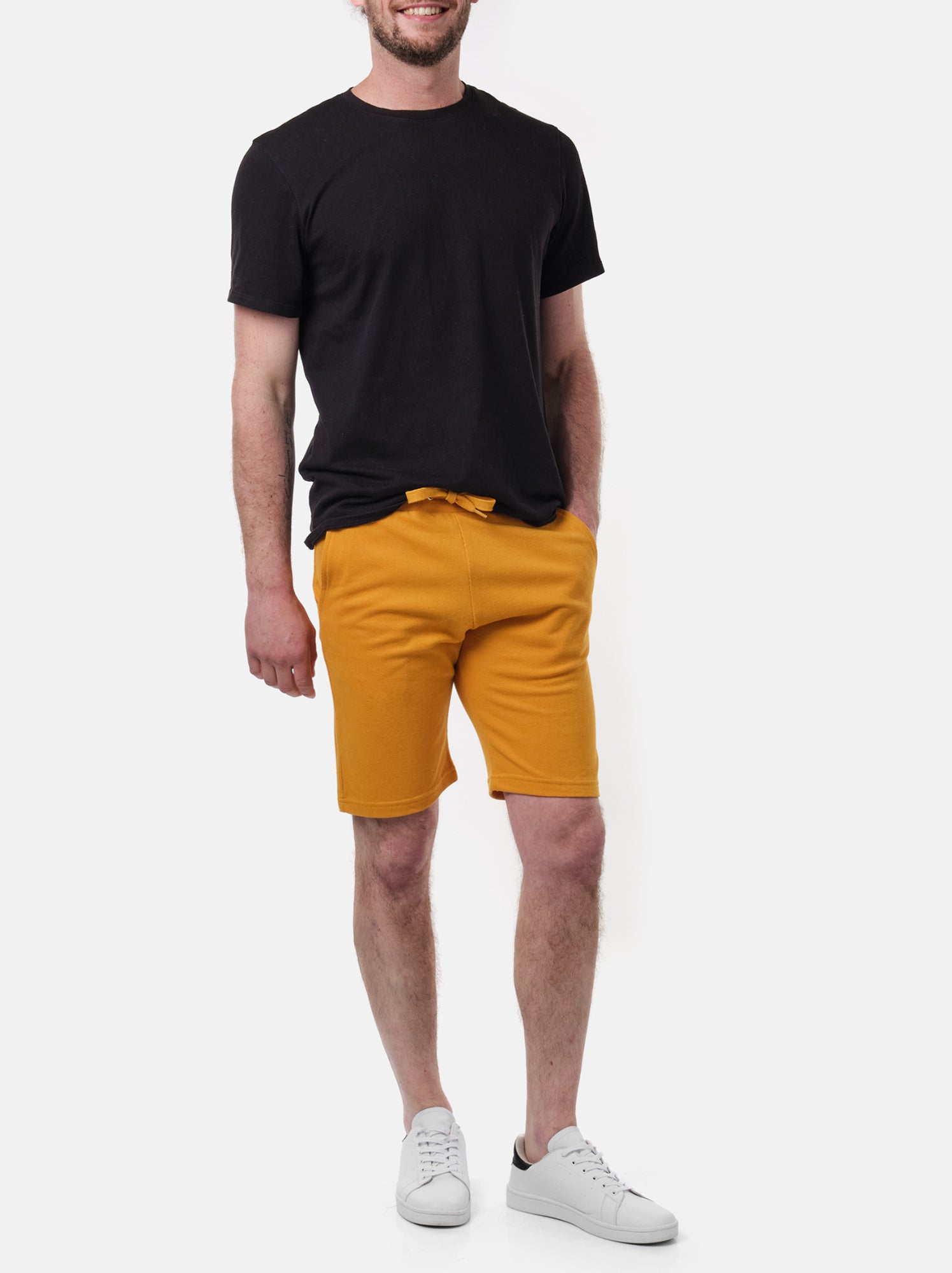 Short en maille piquée uni - Moutarde