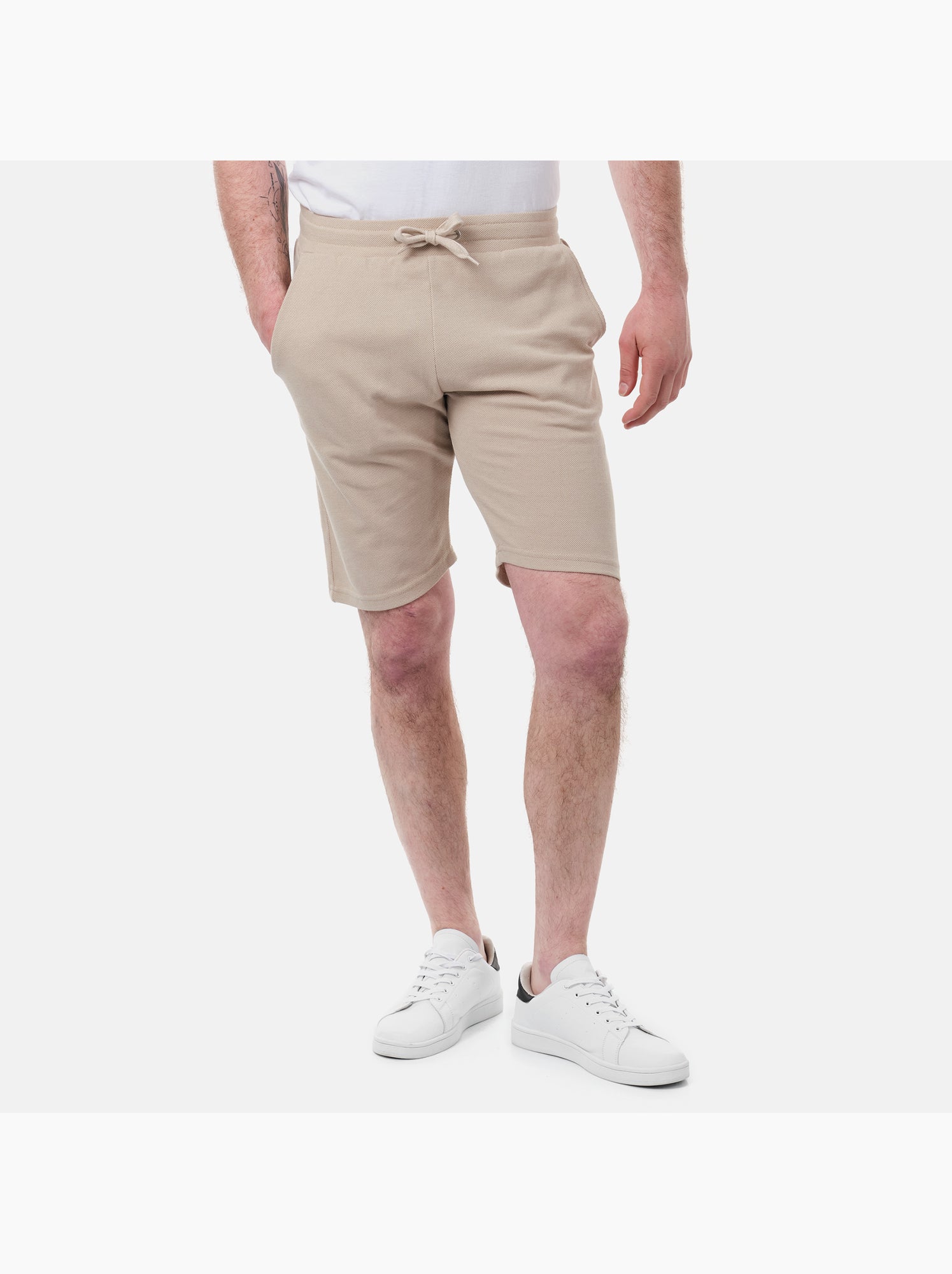 Short en maille piquée uni - Taupe