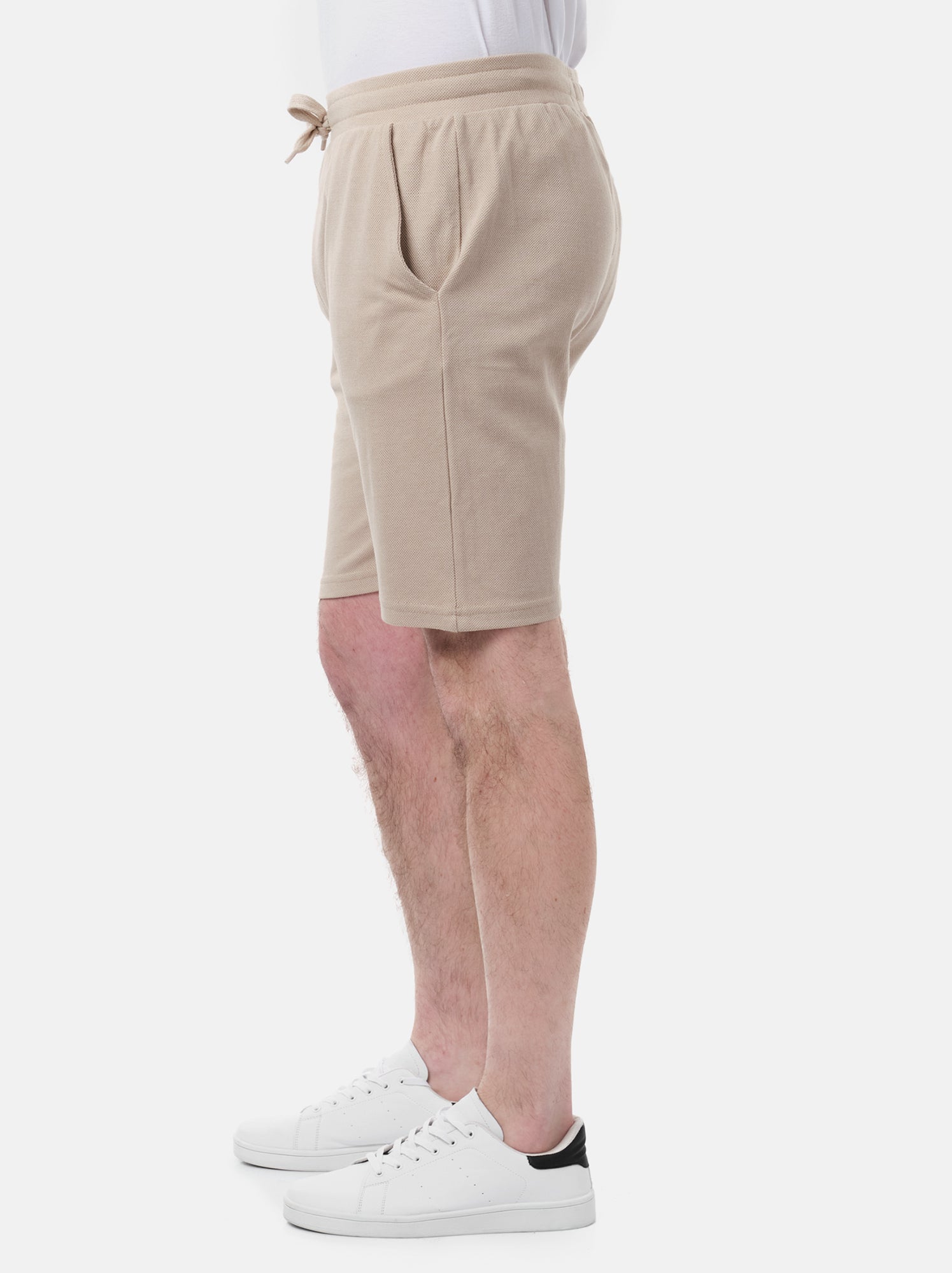 Short en maille piquée uni - Taupe