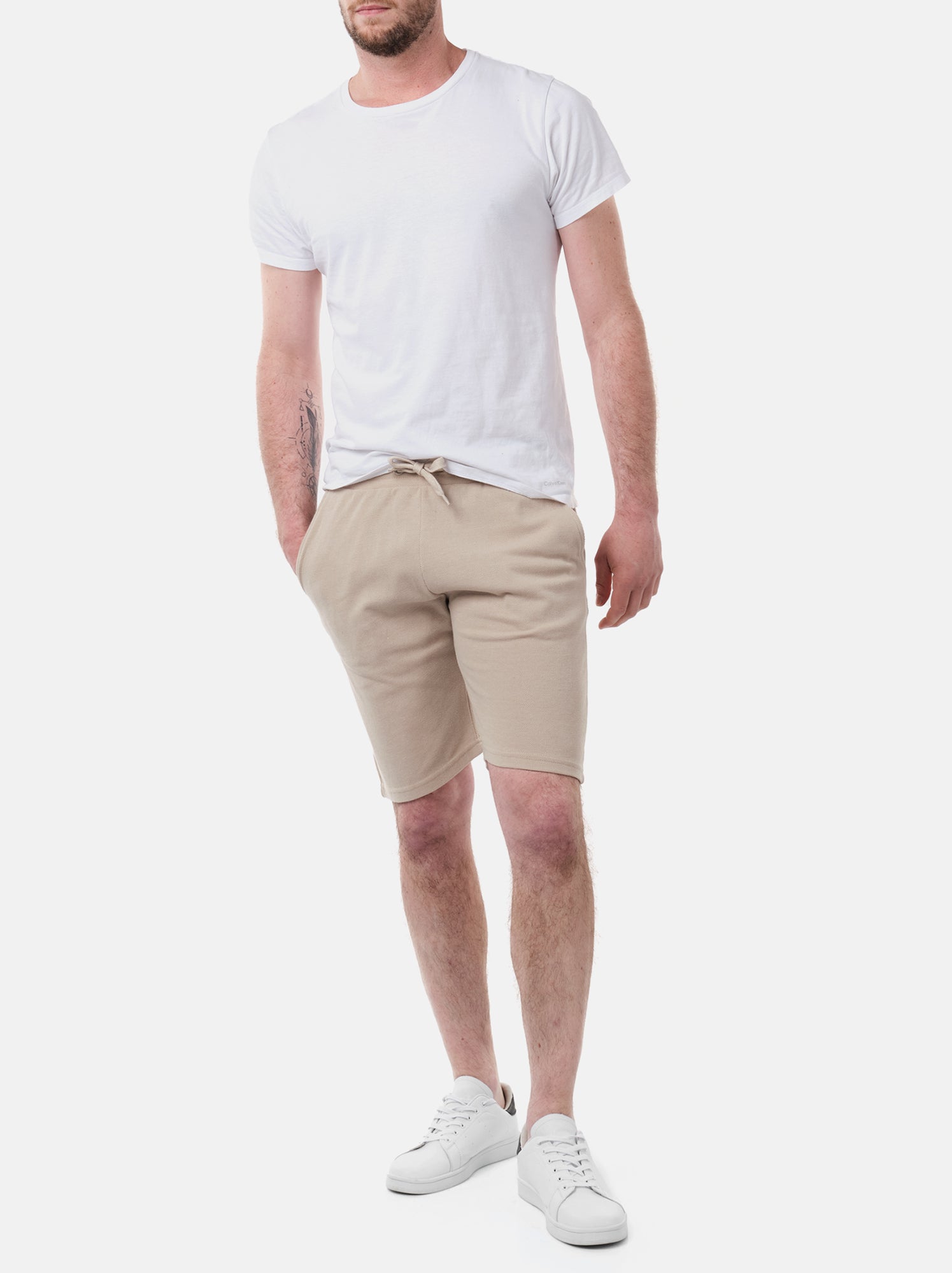 Short en maille piquée uni - Taupe