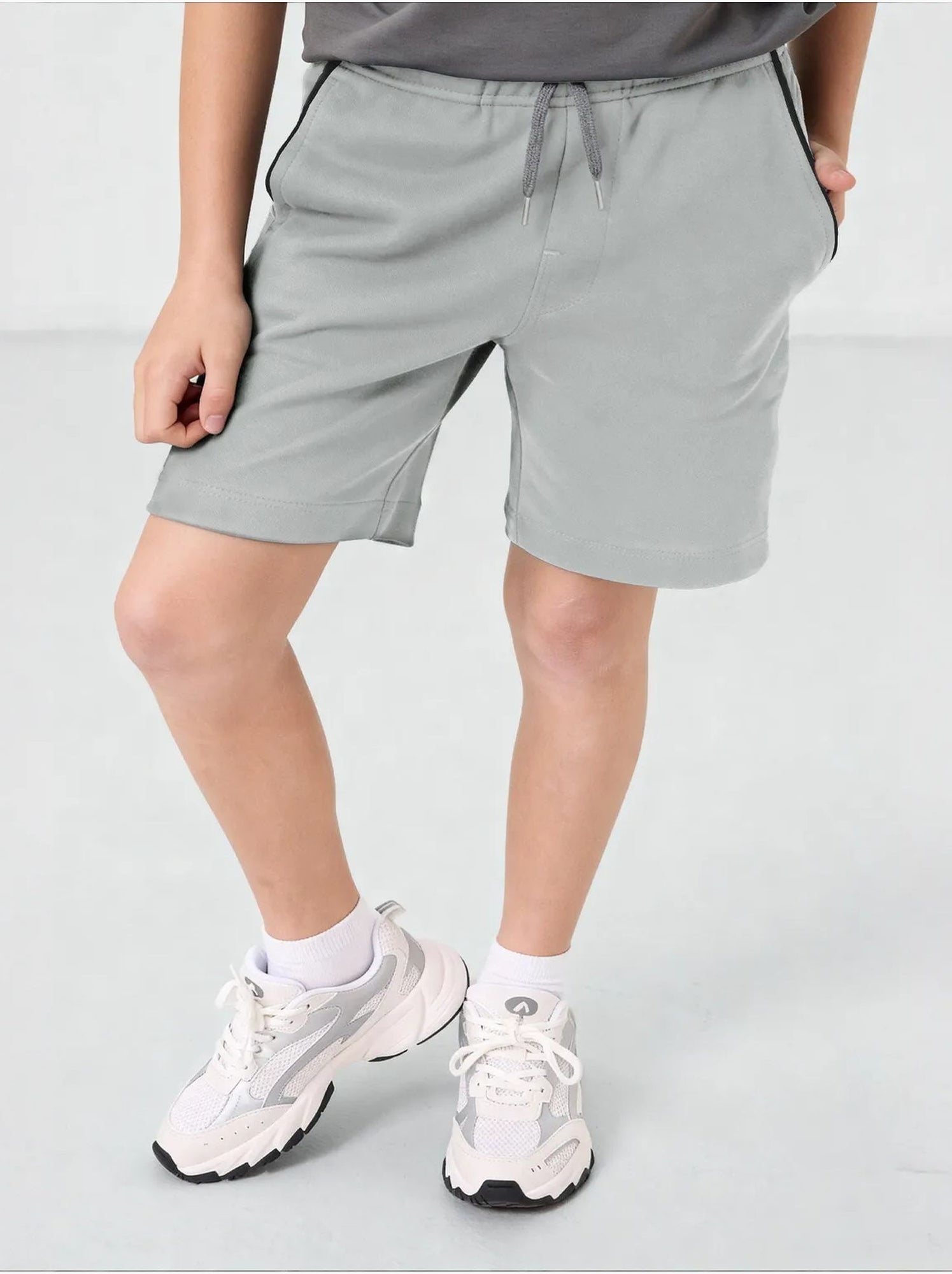 Short en mélange de coton pour jeune tommy - Gris clair