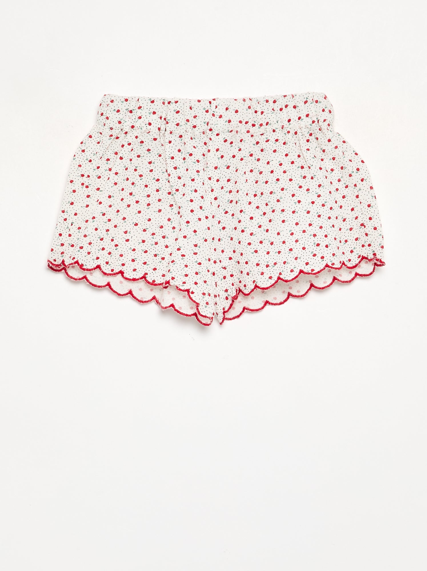 Short en voile de coton avec base fantaisie - Blanc