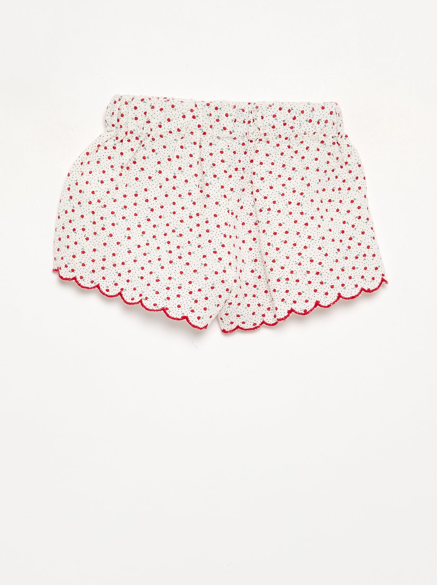 Short en voile de coton avec base fantaisie - Blanc