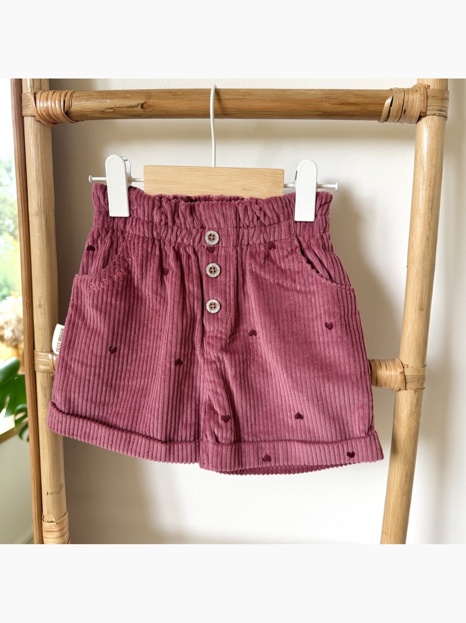 Short enfant en velours côtelé aimée - Bordeaux